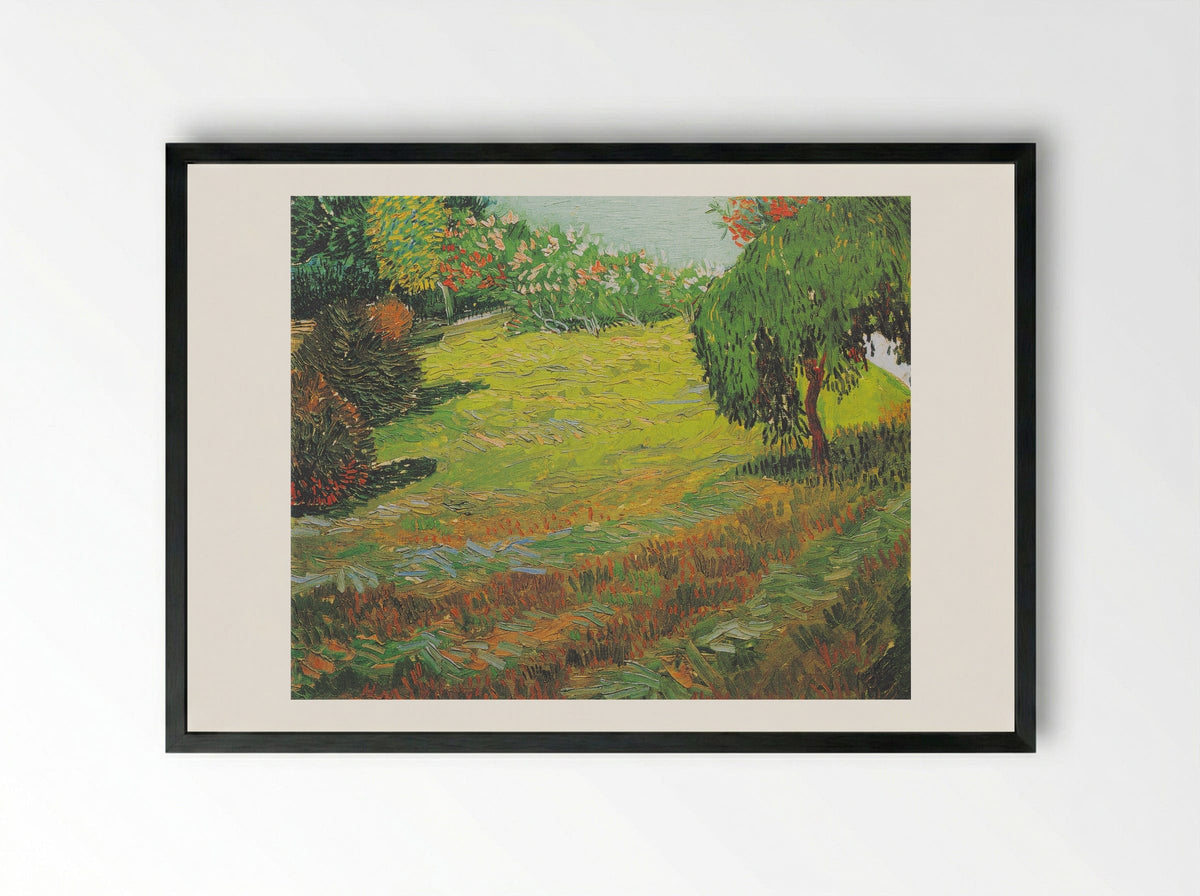 Sunny Lawn in a Public Park - Vincent van Gogh - Framed Print Black