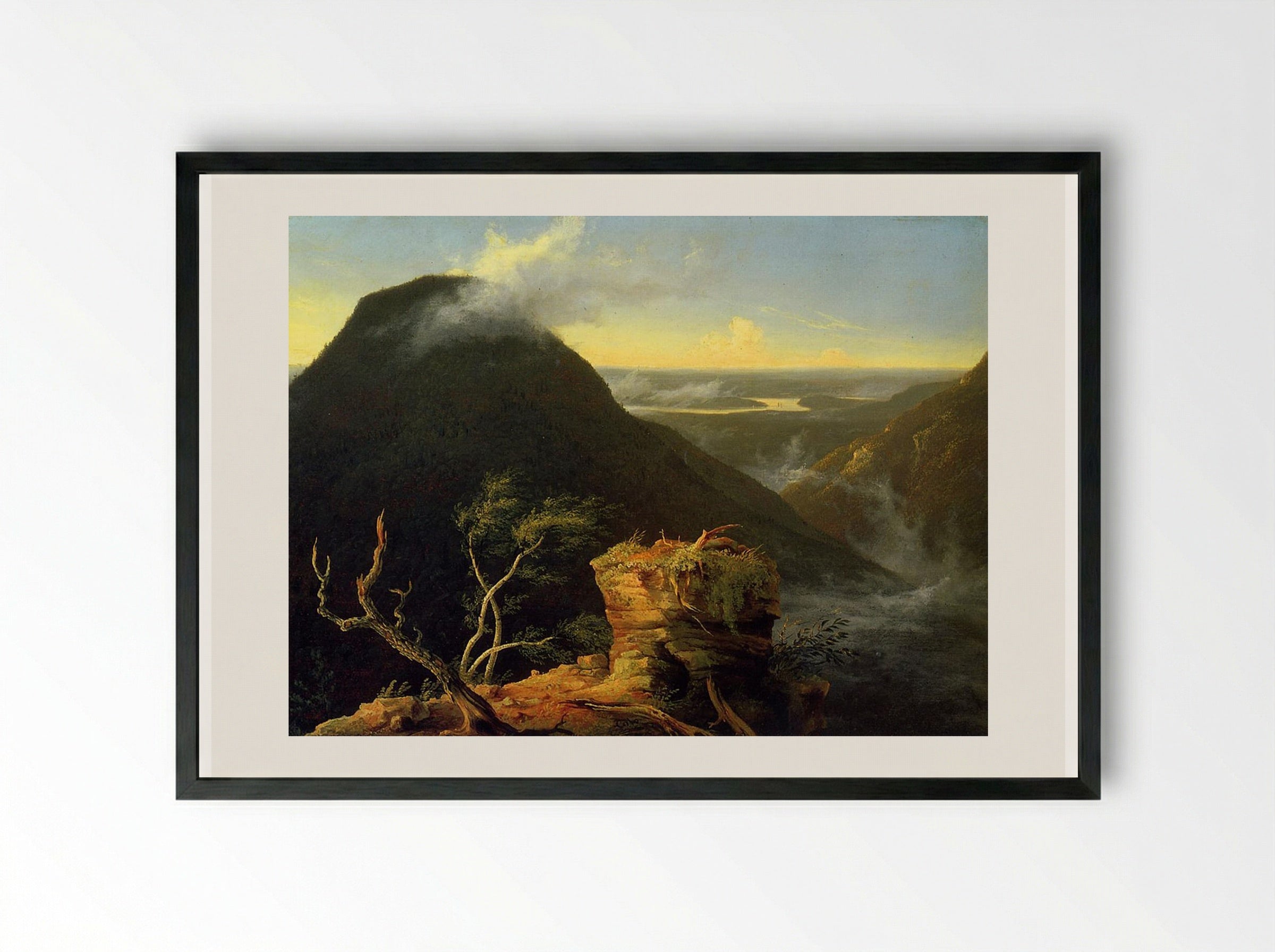 Sunny Morning on the Hudson River - Thomas Cole - Framed Print Black