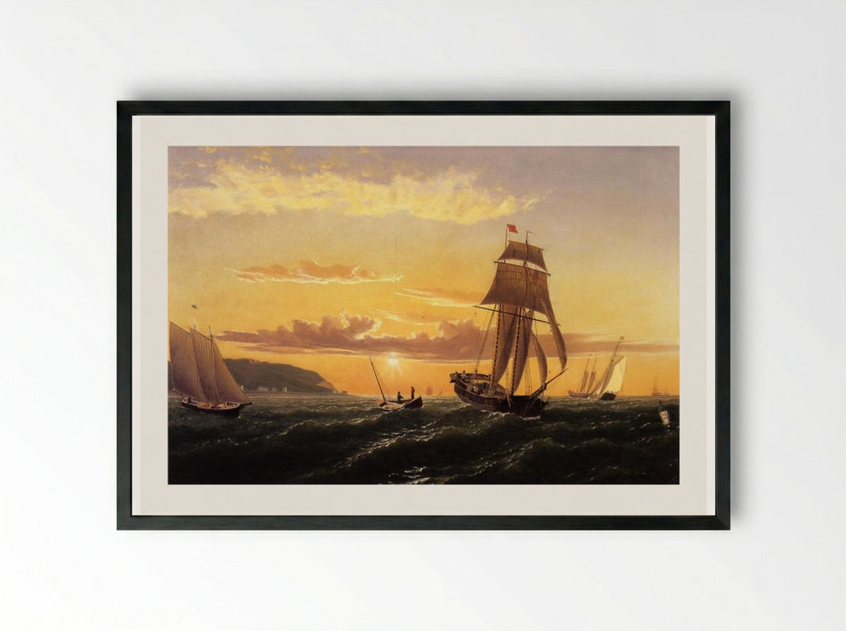 Sunrise on the Bay of Fundy - William Bradford - Framed Print Black