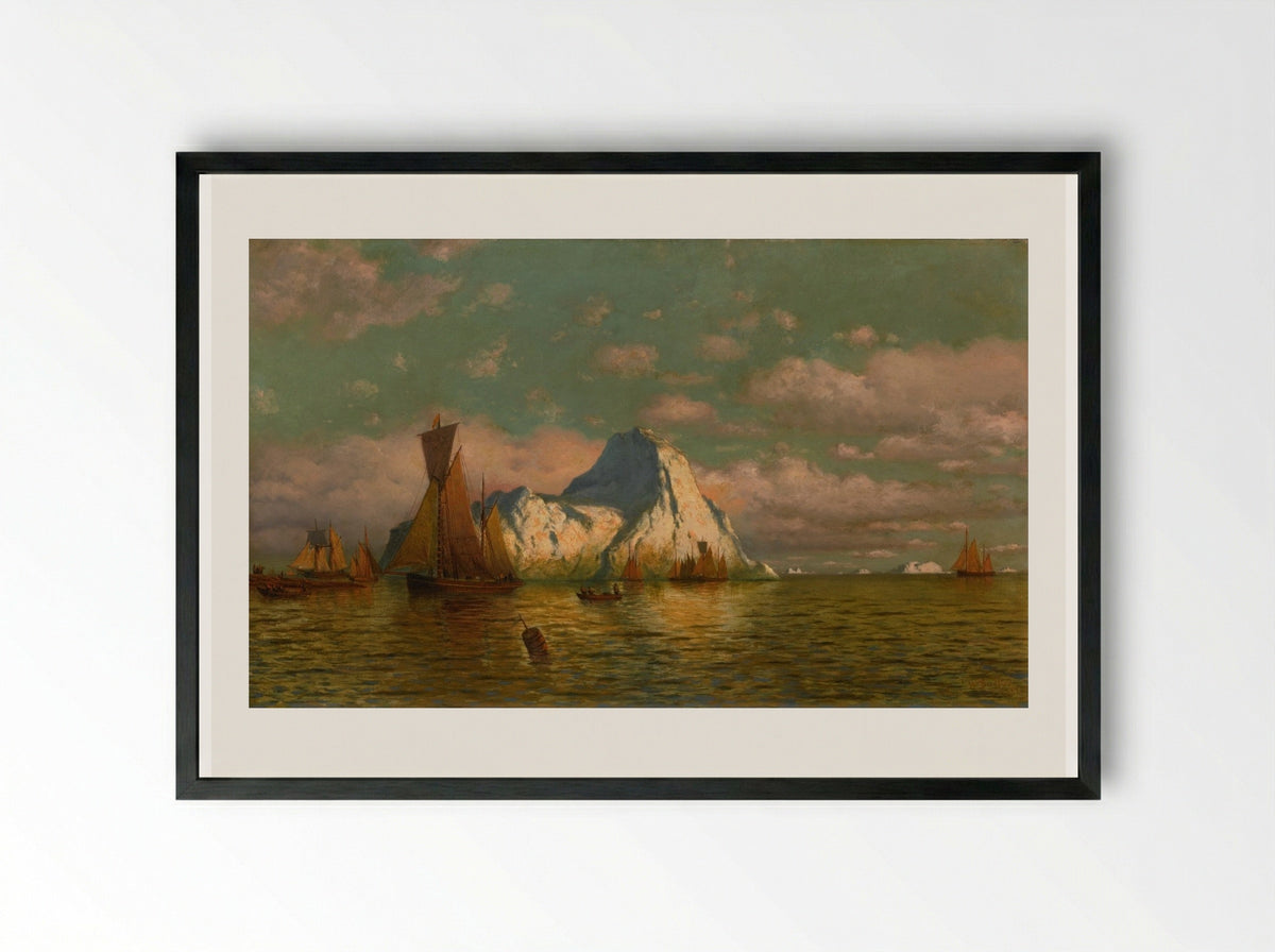 Sunset (Arctic Scene) - William Bradford - Framed Print Black
