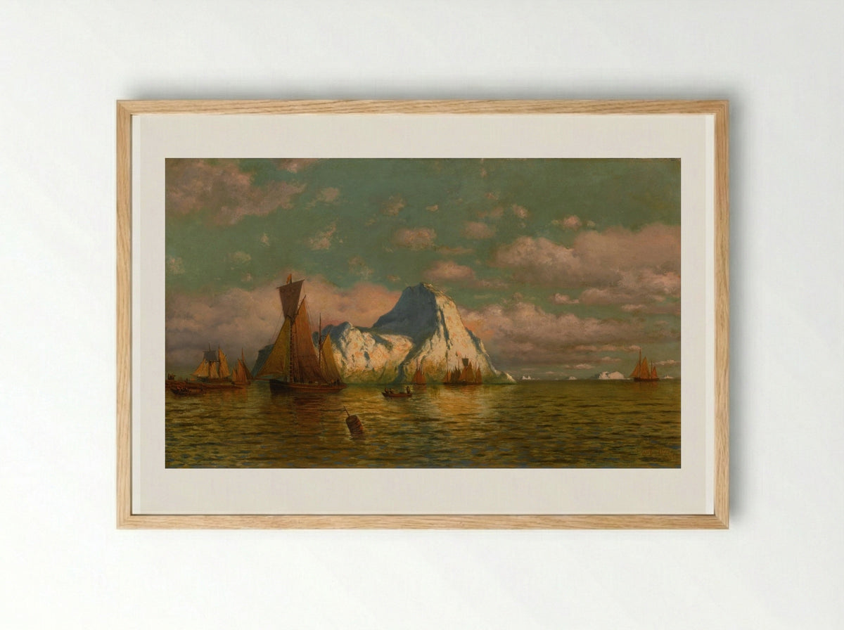 Sunset (Arctic Scene) - William Bradford - Framed Print Wood