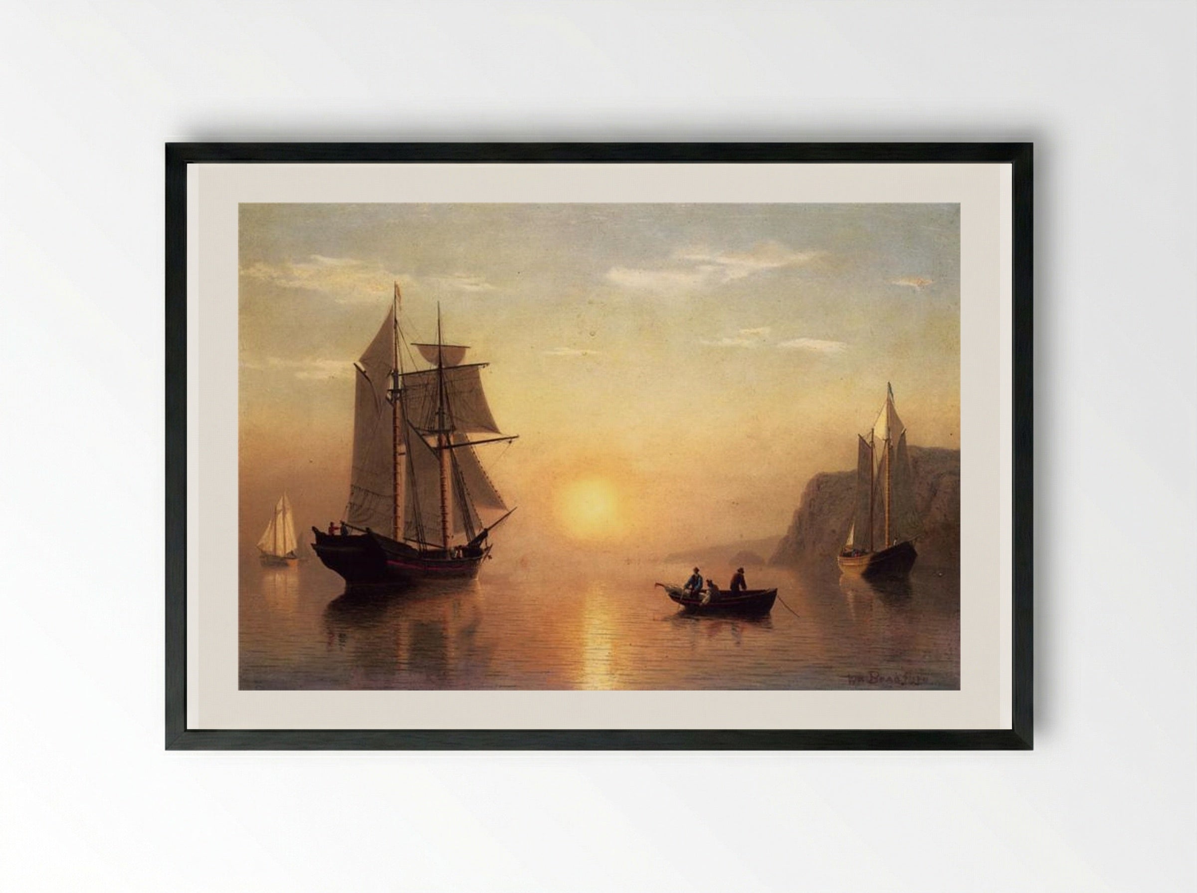 Sunset Calm in the Bay of Fundy - William Bradford - Framed Print Black