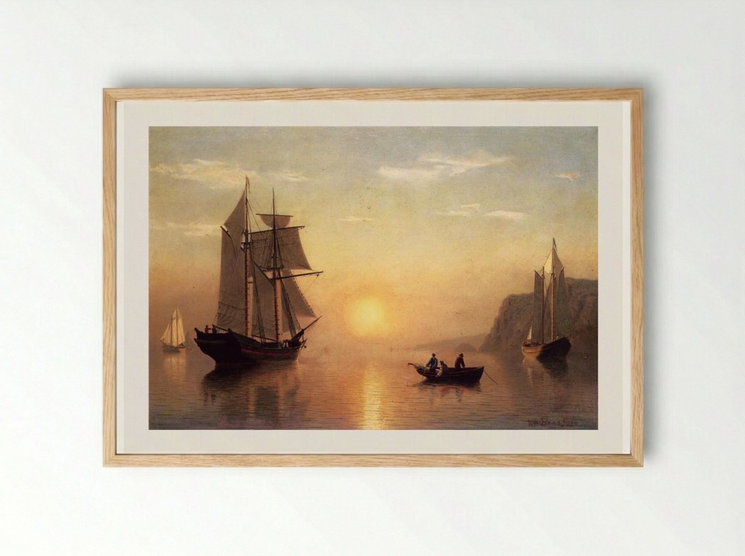Sunset Calm in the Bay of Fundy - William Bradford - Framed Print Wood