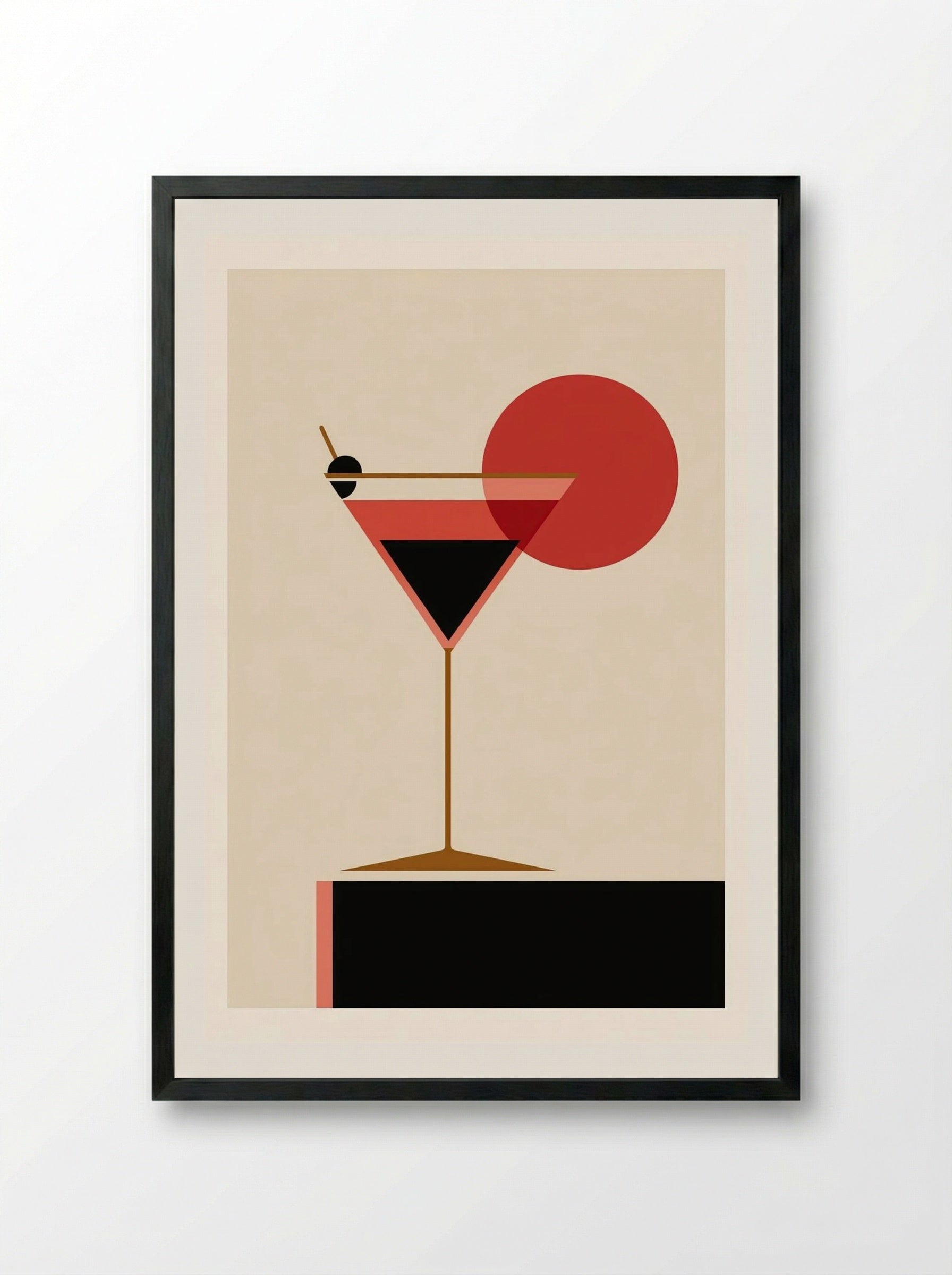 Sunset Manhattan – Modern Geometric Cocktail Art Print.png - Framed Print Black