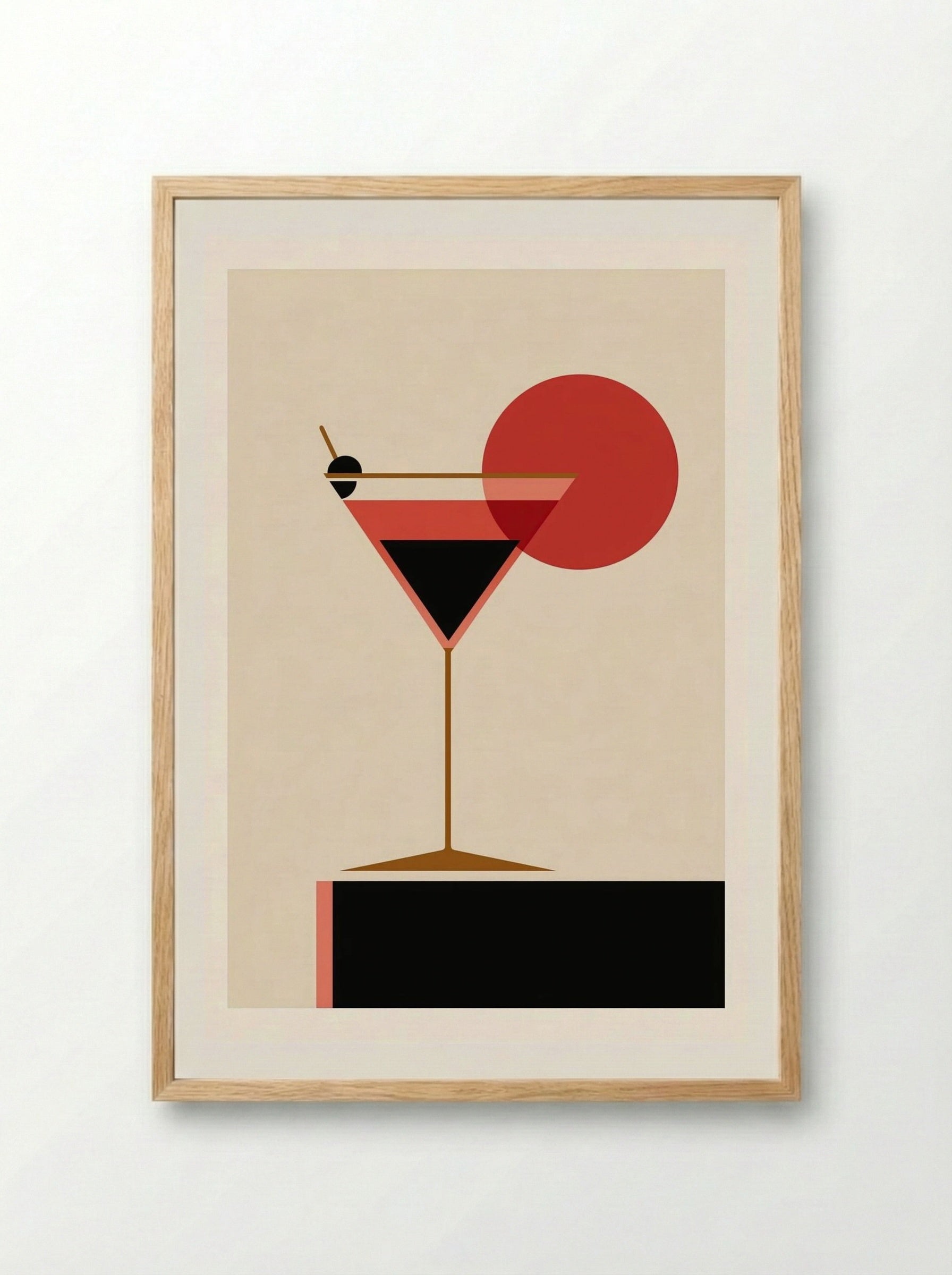 Sunset Manhattan – Modern Geometric Cocktail Art Print.png - Framed Print Wood