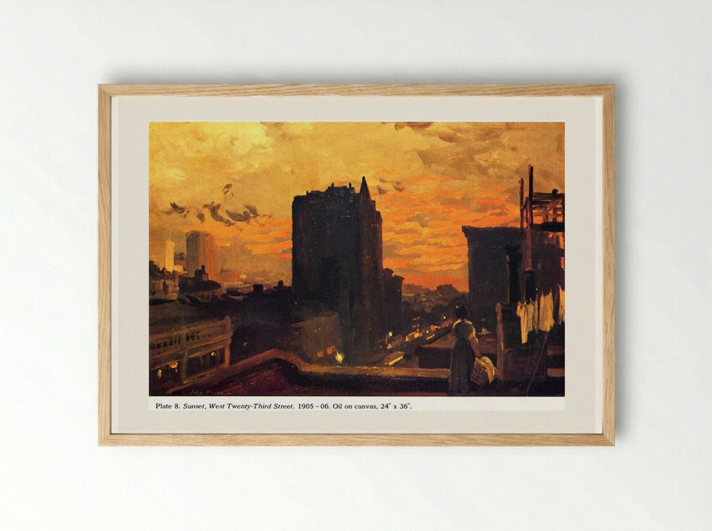 Sunset, West Twenty-Third Street - John French Sloan - Framed Print Wood