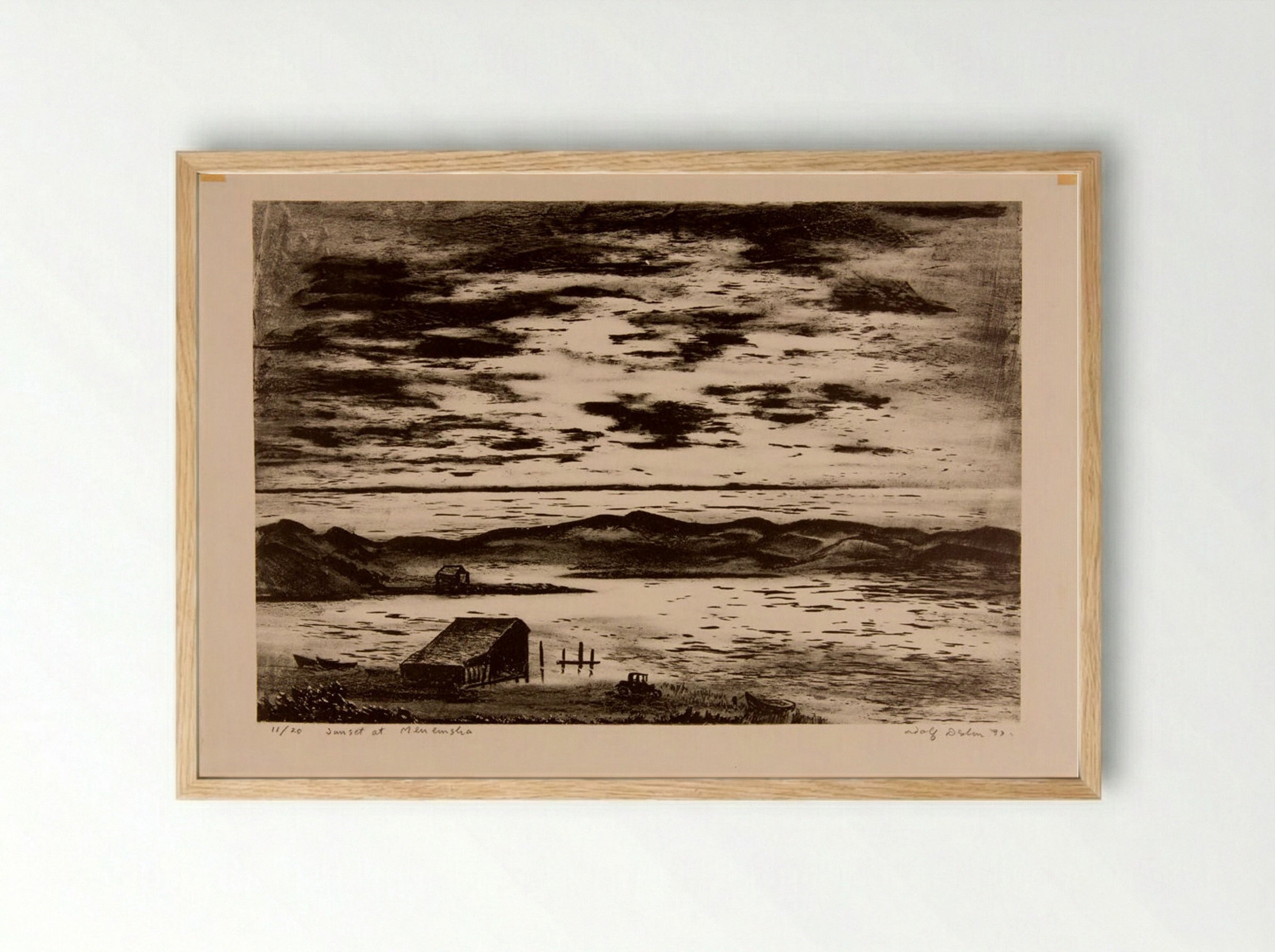 Sunset at Menemsha - Adolph Dehn - Framed Print Wood