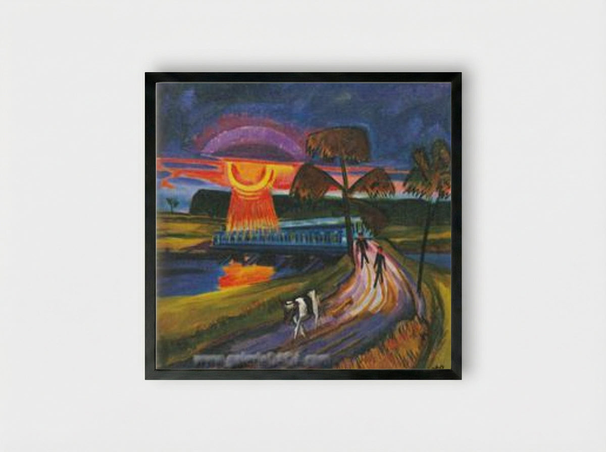 Sunset over the Blue Bridge - Max Pechstein - Framed Print Black