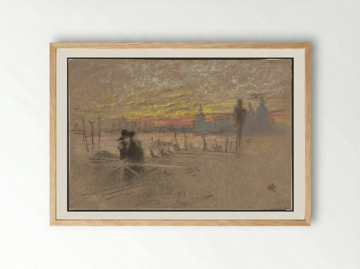 Sunset: Red and Gold - The Gondolier - James Abbott McNeill Whistler - Framed Print Wood