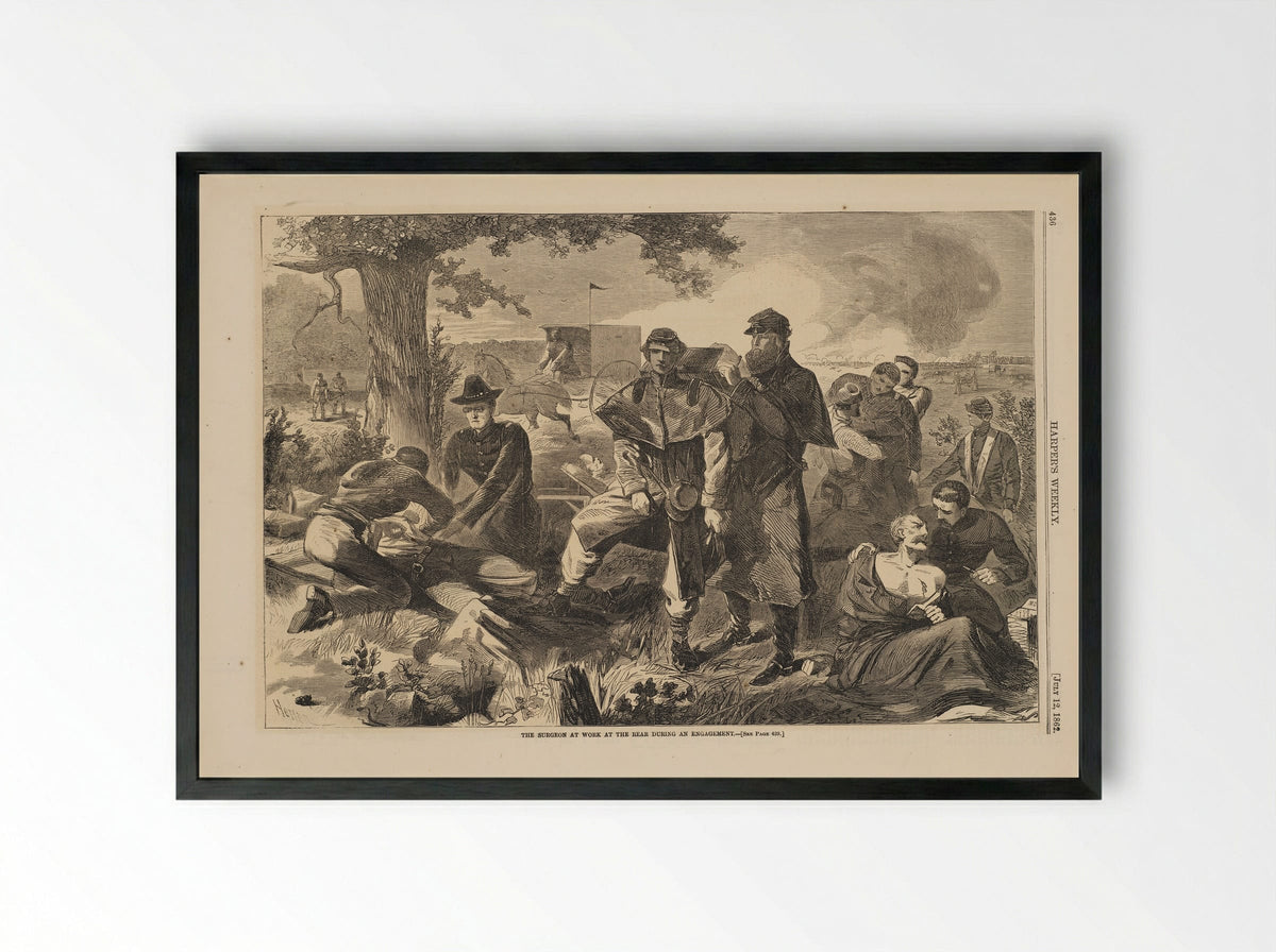 Surgeon at Work at the Rear during an Engagement - Winslow Homer - Framed Print Black