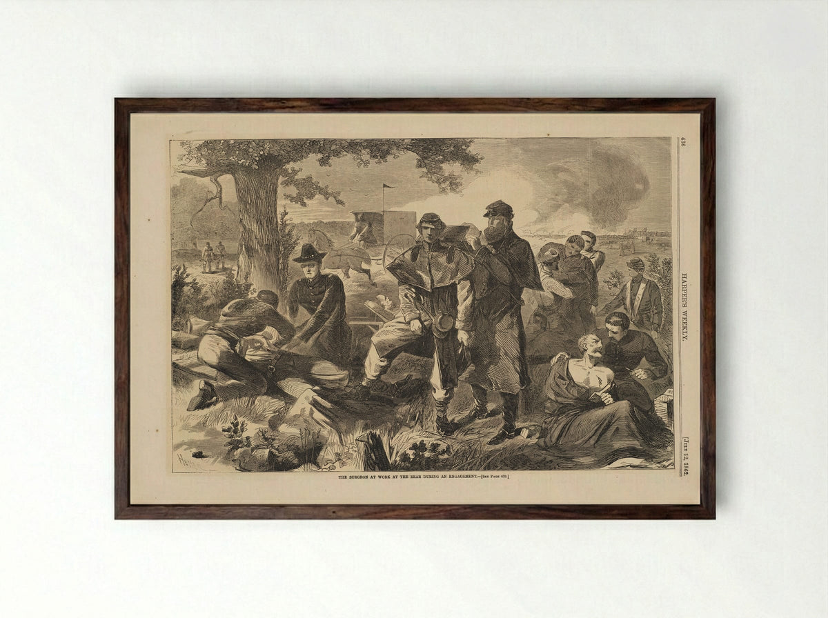 Surgeon at Work at the Rear during an Engagement - Winslow Homer - Framed Print Dark Wood