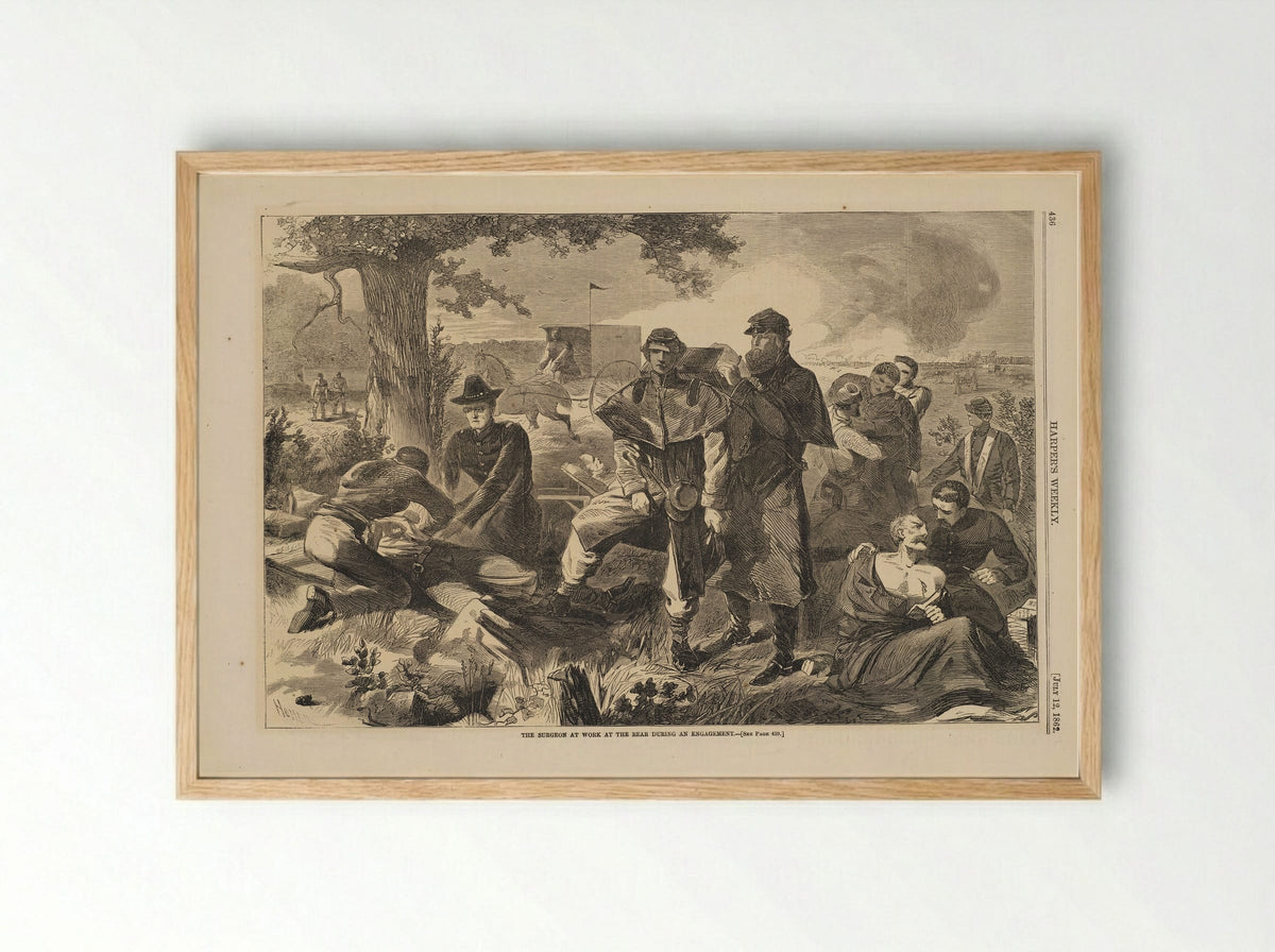 Surgeon at Work at the Rear during an Engagement - Winslow Homer - Framed Print Wood