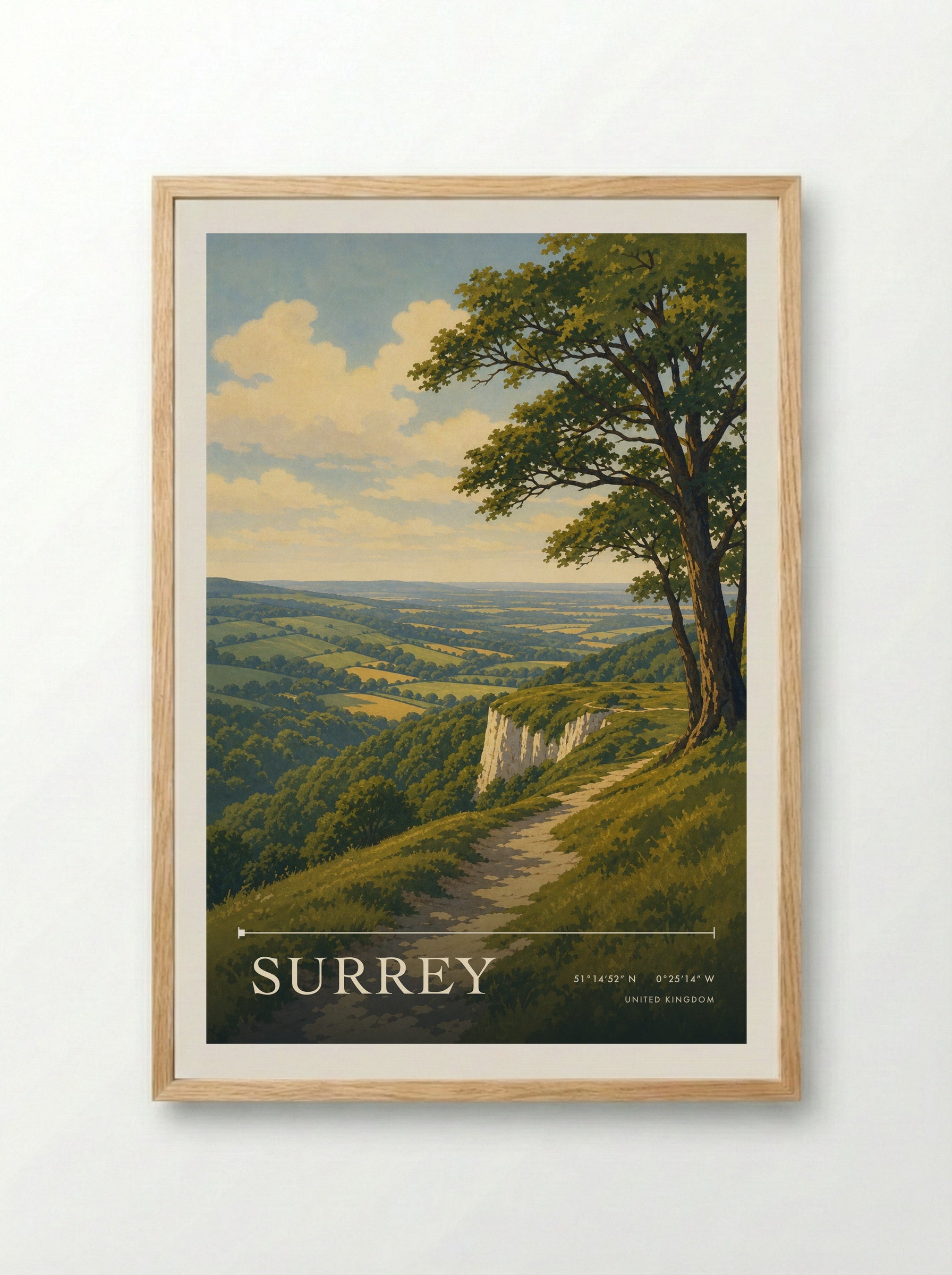 Surrey United Kingdom Travel Poster - Framed Print Wood