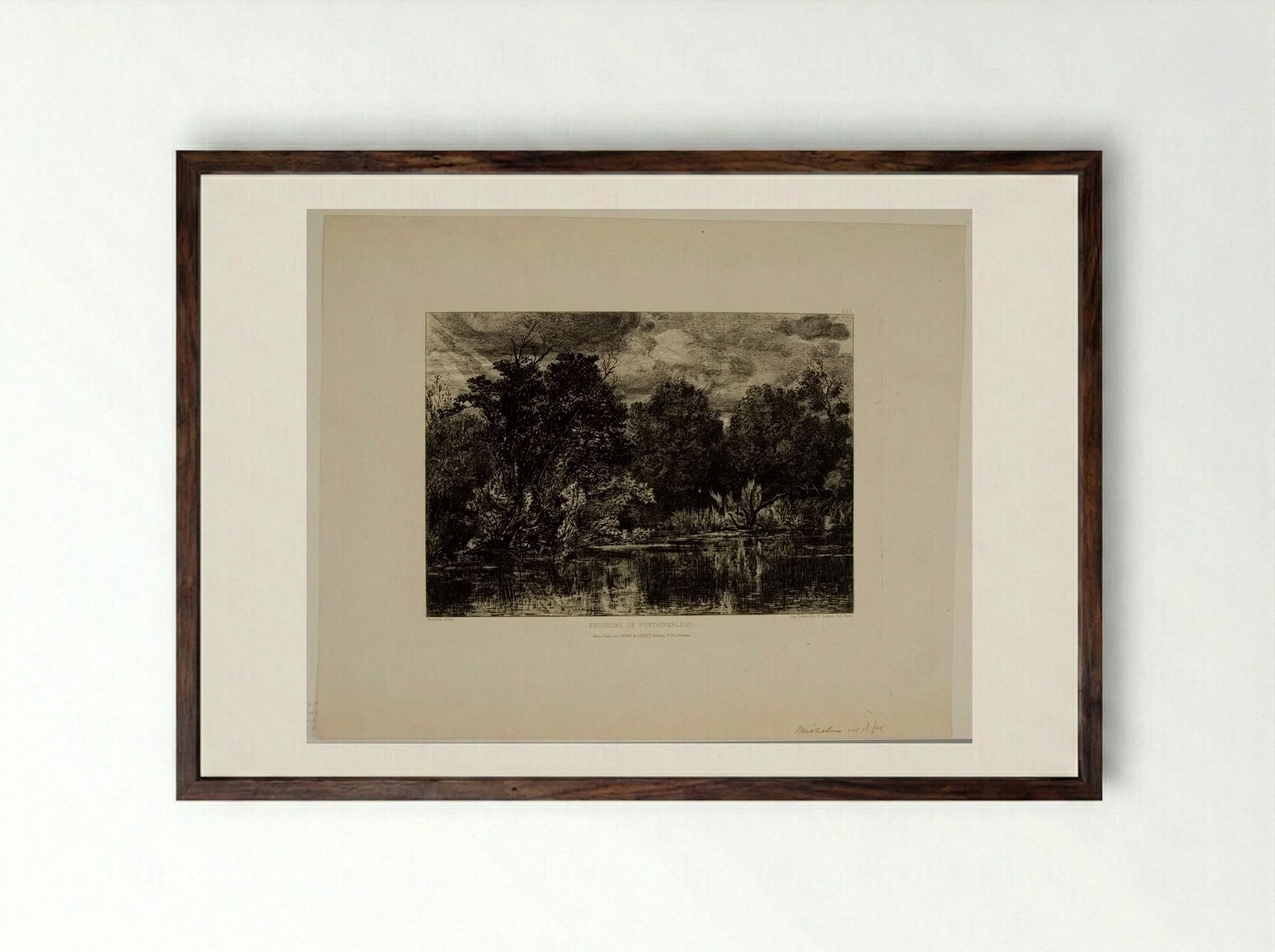 Surroundings of Fontainebleau - Jules Michelin - Framed Print Dark Wood