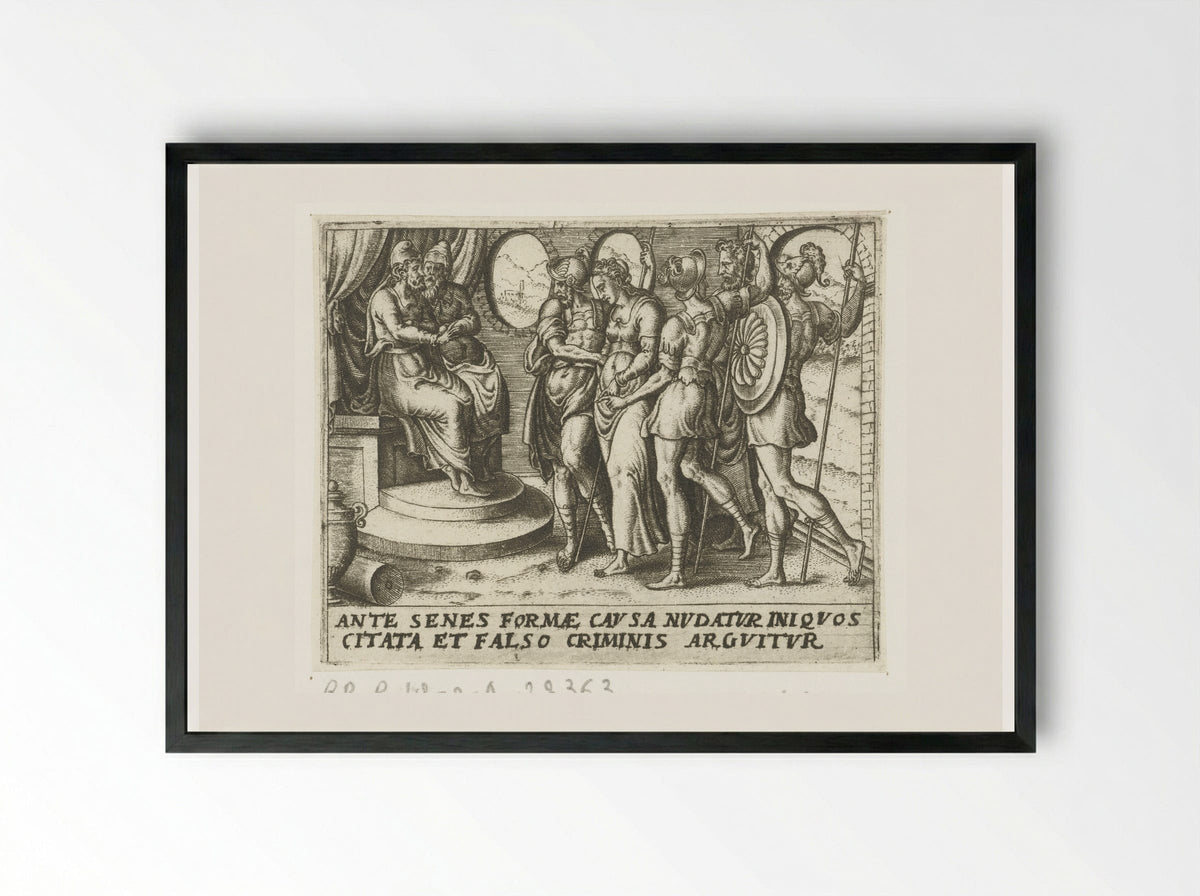 Susanna Accused by the Elders - Abraham de Bruyn - Framed Print Black