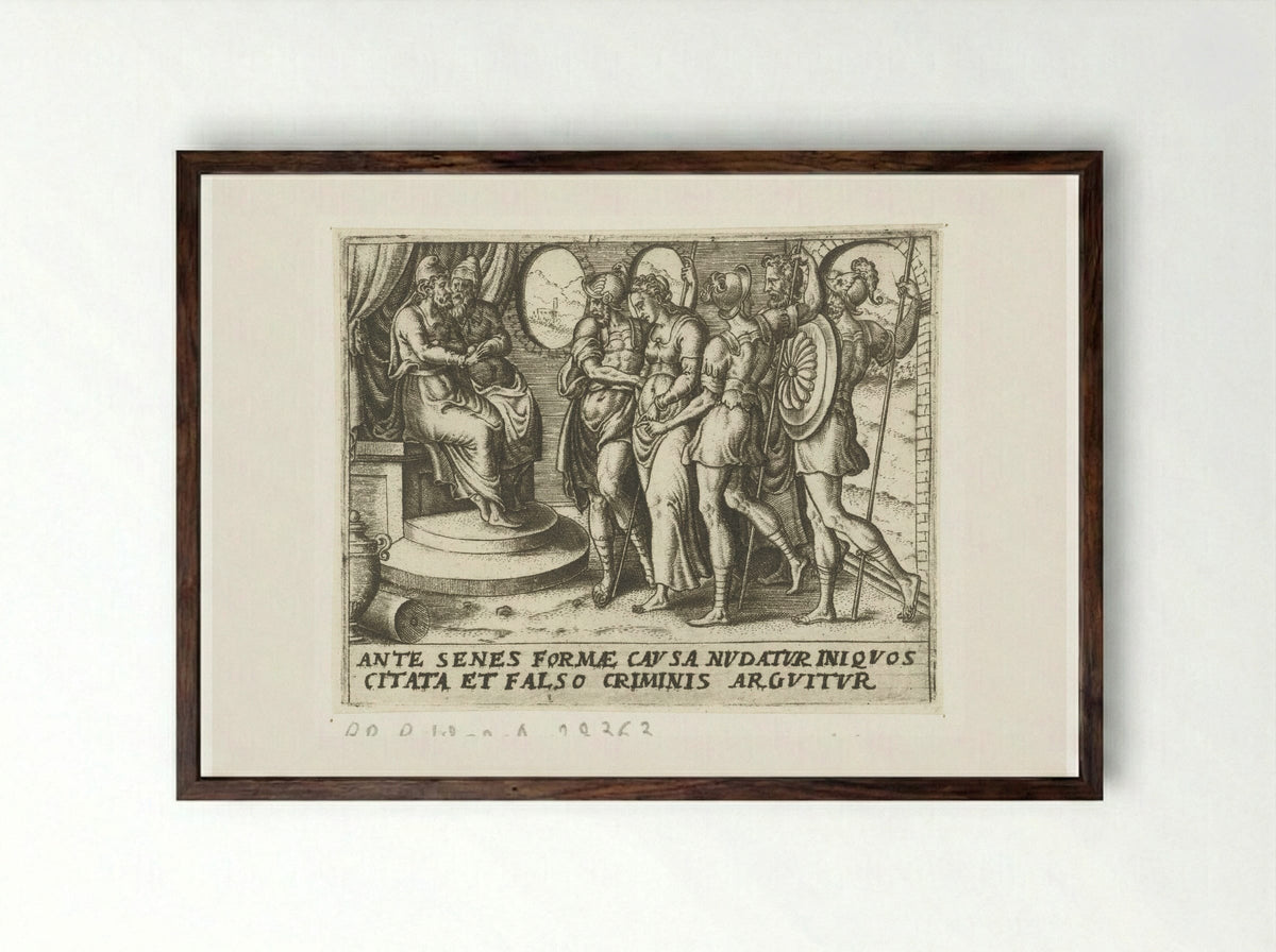 Susanna Accused by the Elders - Abraham de Bruyn - Framed Print Dark Wood