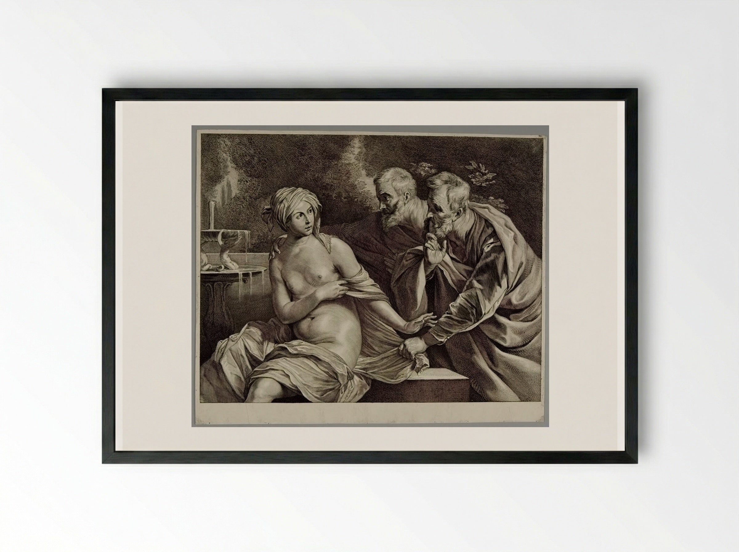 Susanna and the Elders - Cornelis Visscher - Framed Print Black