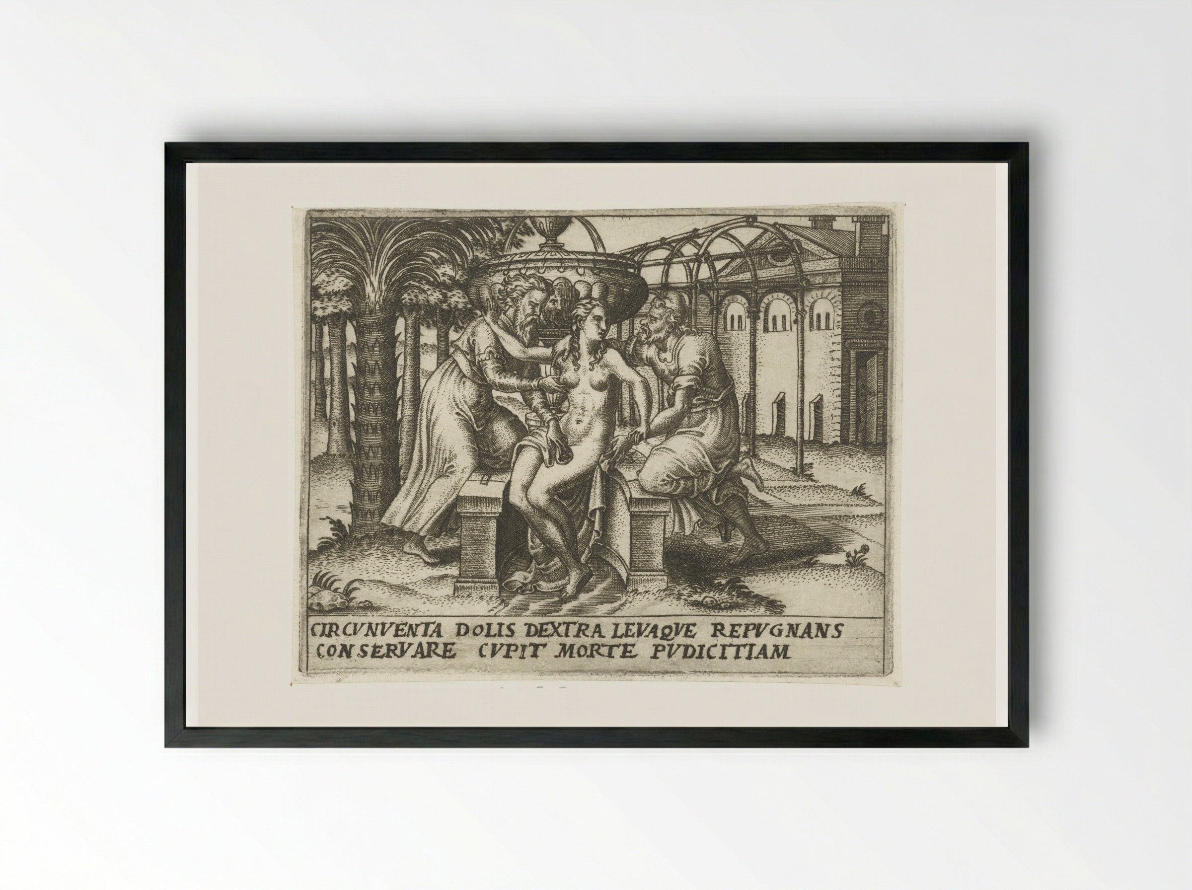 Susanna and the Elders - Abraham de Bruyn - Framed Print Black