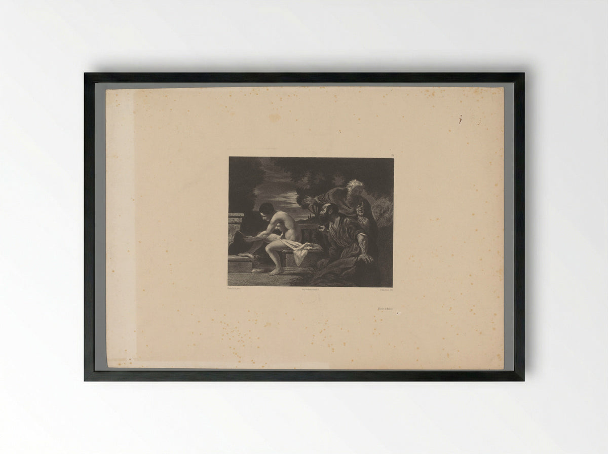 Susanna and the Elders - Giovanni Francesco Barbieri (Guercino) - Framed Print Black