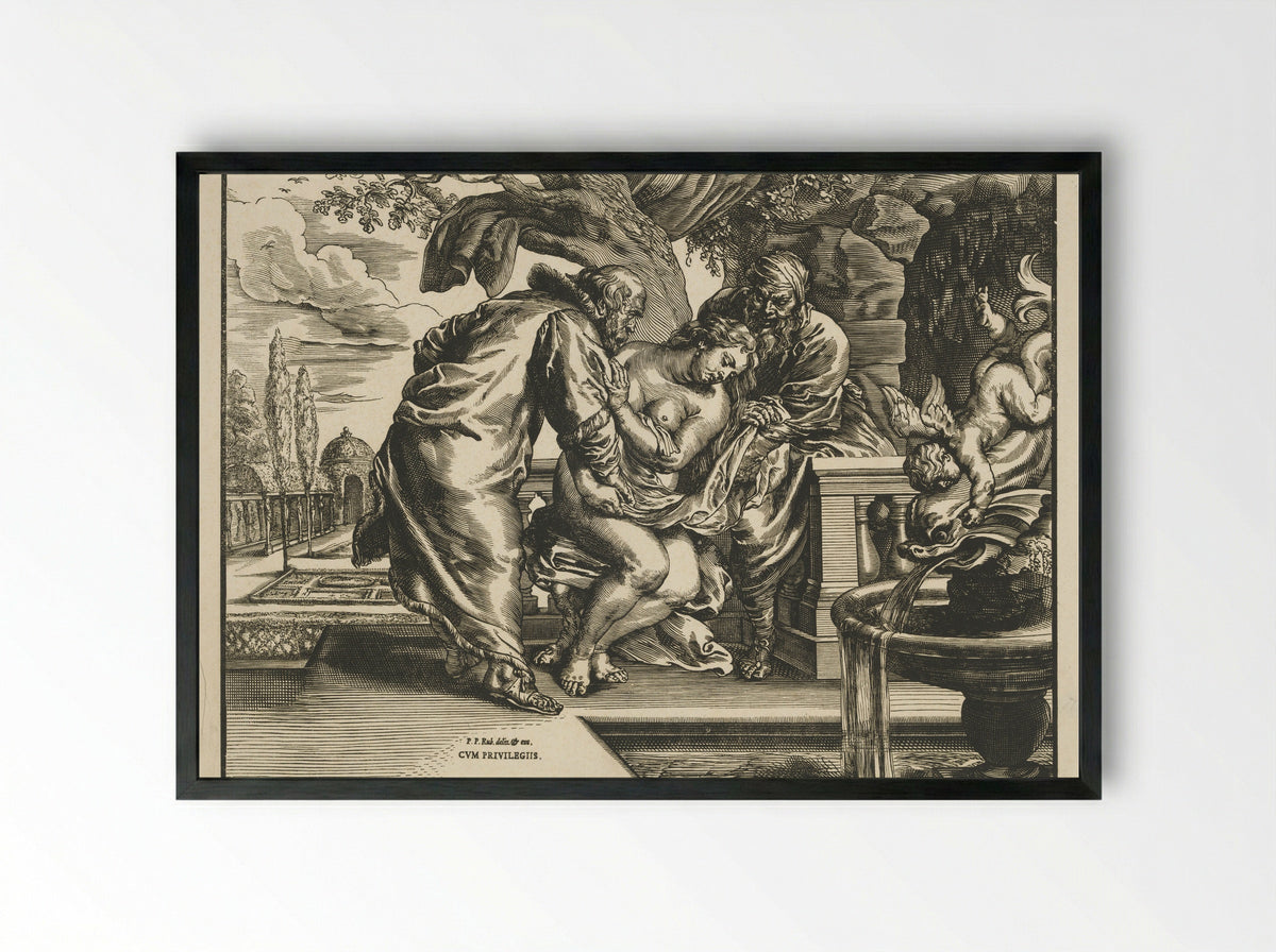 Susanna and the Elders - Fine Art Print - Framed Print Black