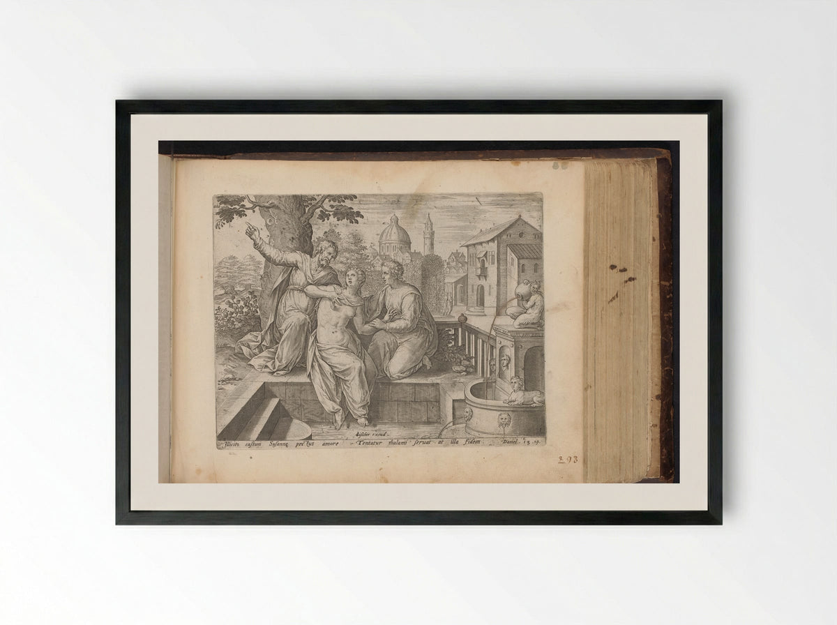 Susanna and the Elders - Fine Art Print - Framed Print Black