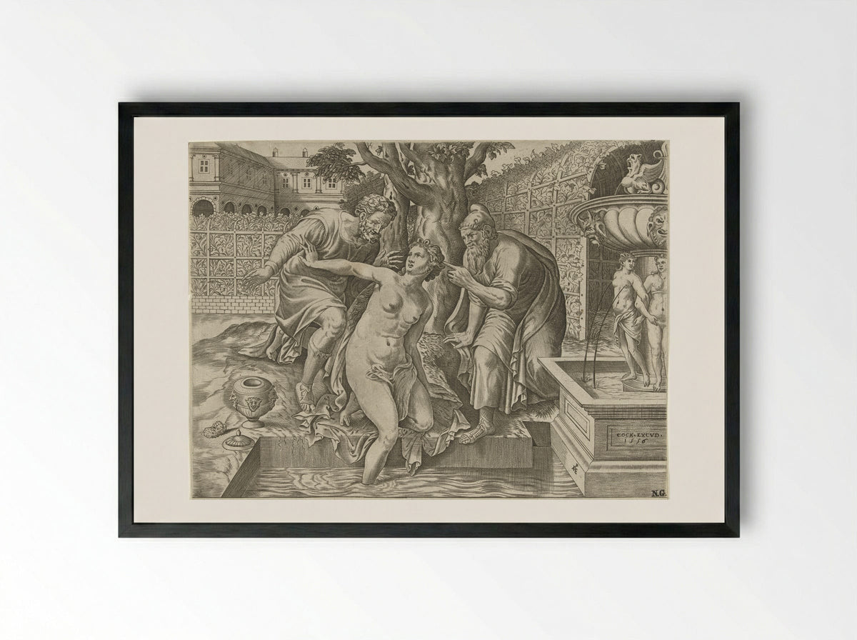 Susanna and the Elders - Fine Art Print - Framed Print Black