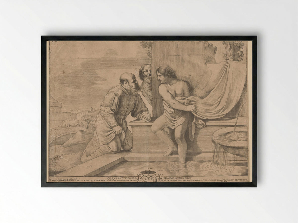 Susanna and the Elders - Giovanni Francesco Barbieri (Guercino) - Framed Print Black