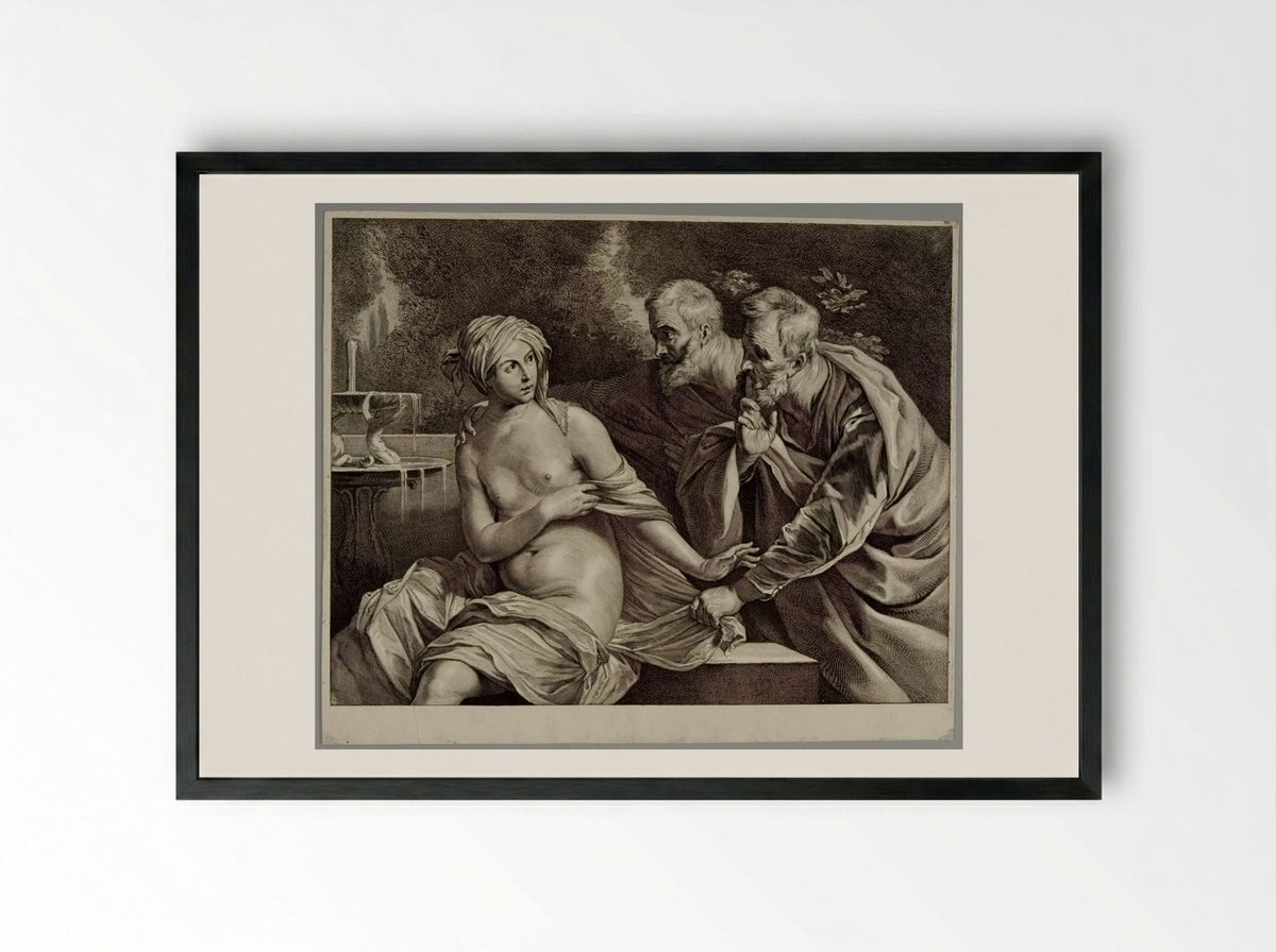 Susanna and the Elders - Cornelis Visscher - Framed Print Black