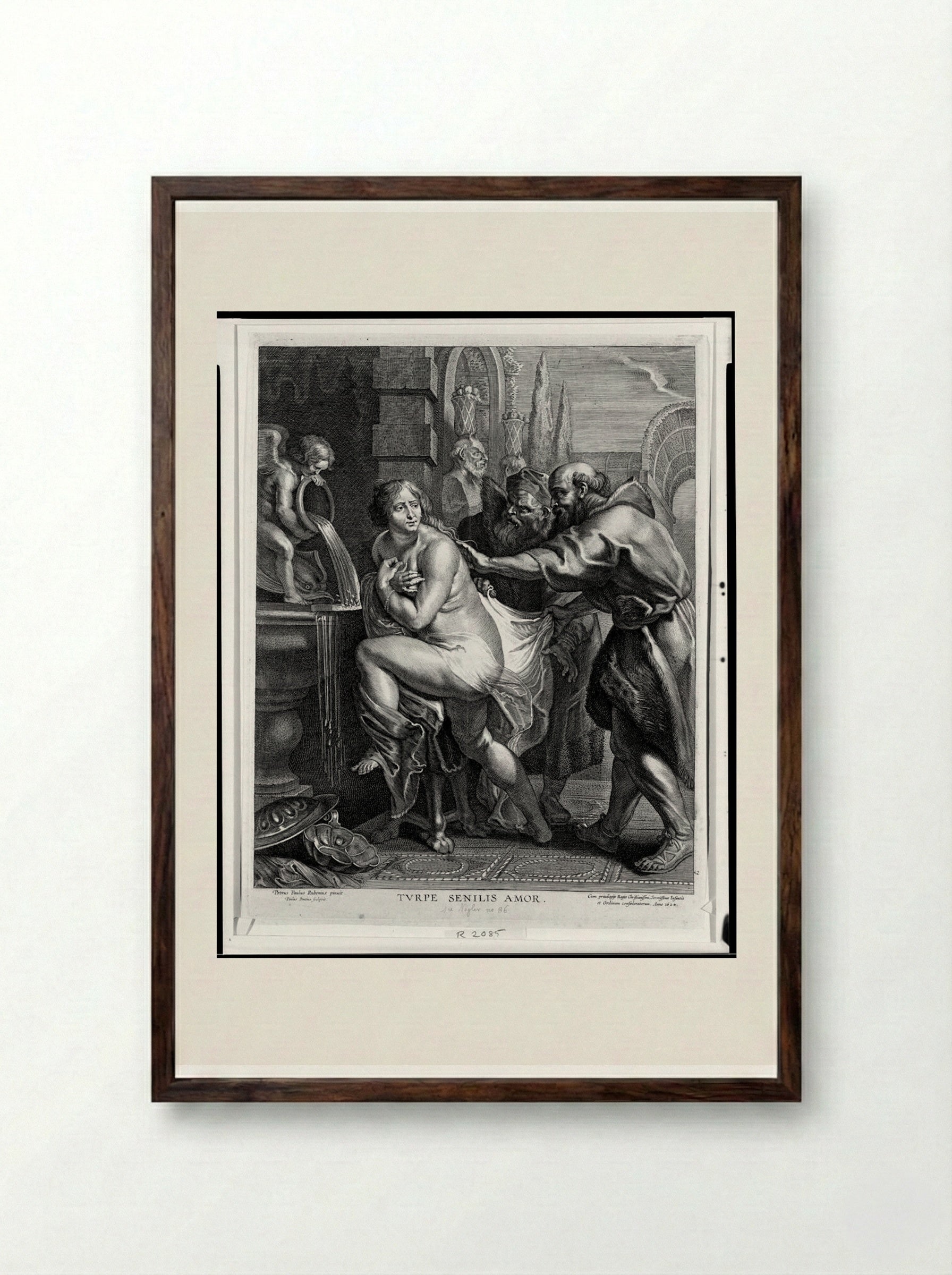 Susanna and the Elders - Paulus Pontius - Framed Print Dark Wood