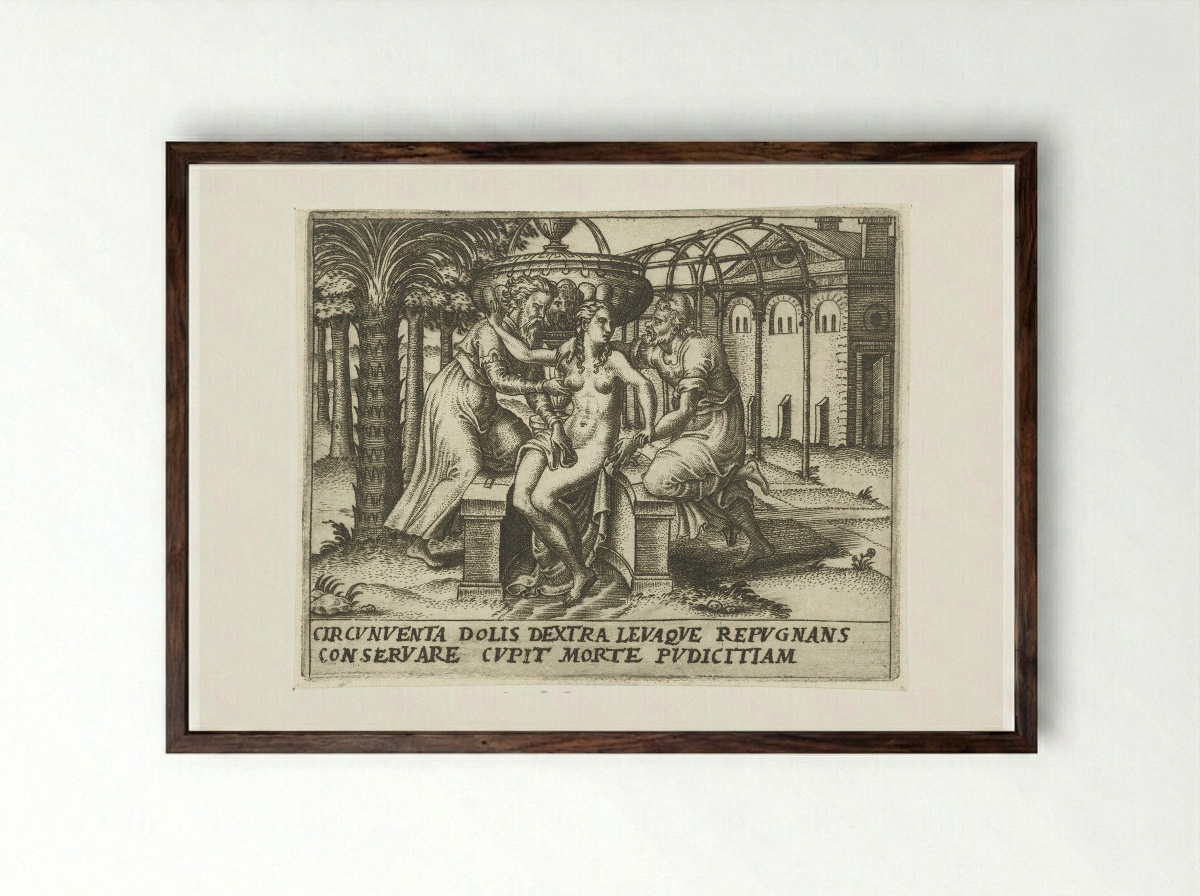 Susanna and the Elders - Abraham de Bruyn - Framed Print Dark Wood