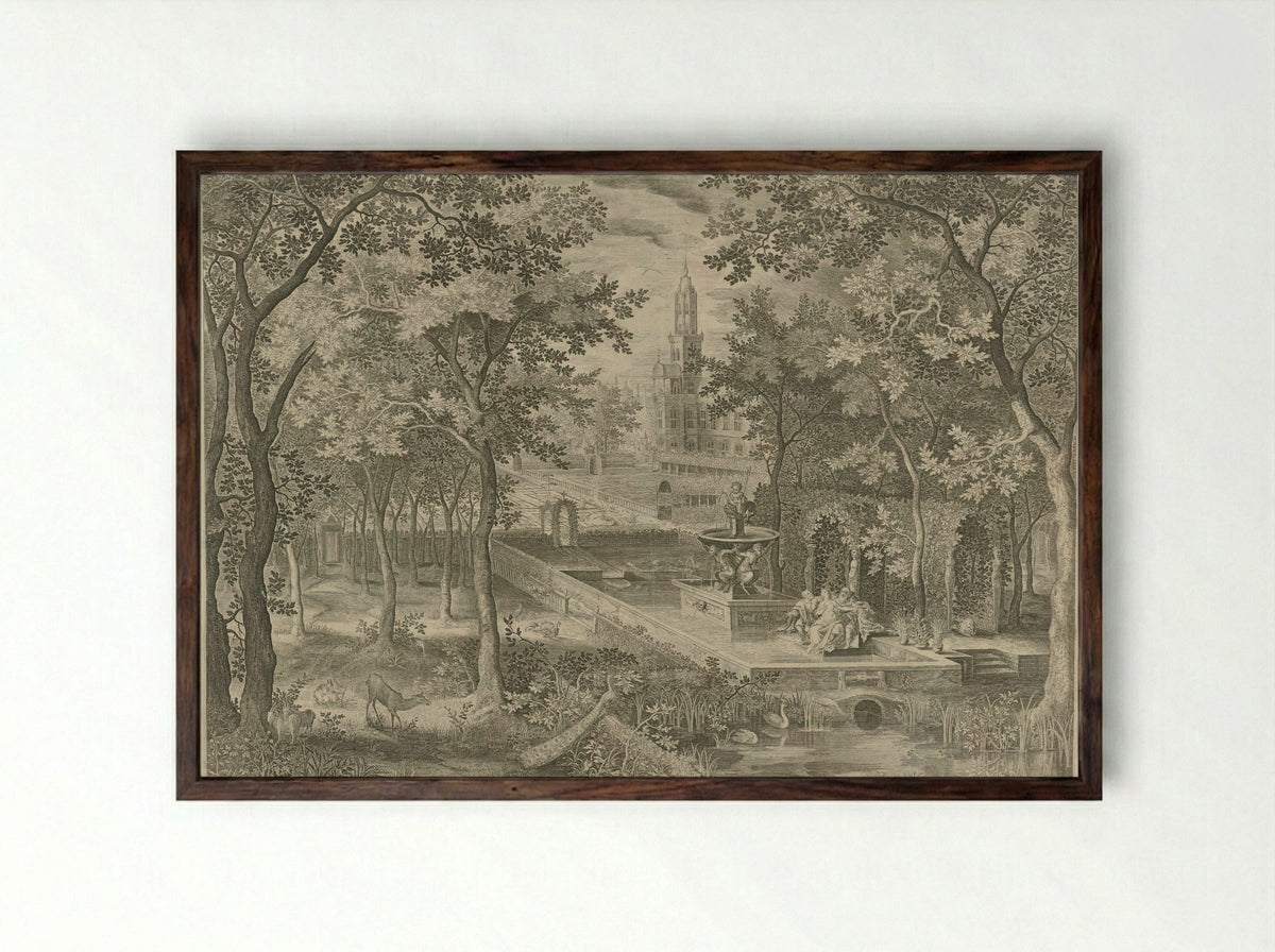 Susanna and the Elders - Jan van de Velde II - Framed Print Dark Wood