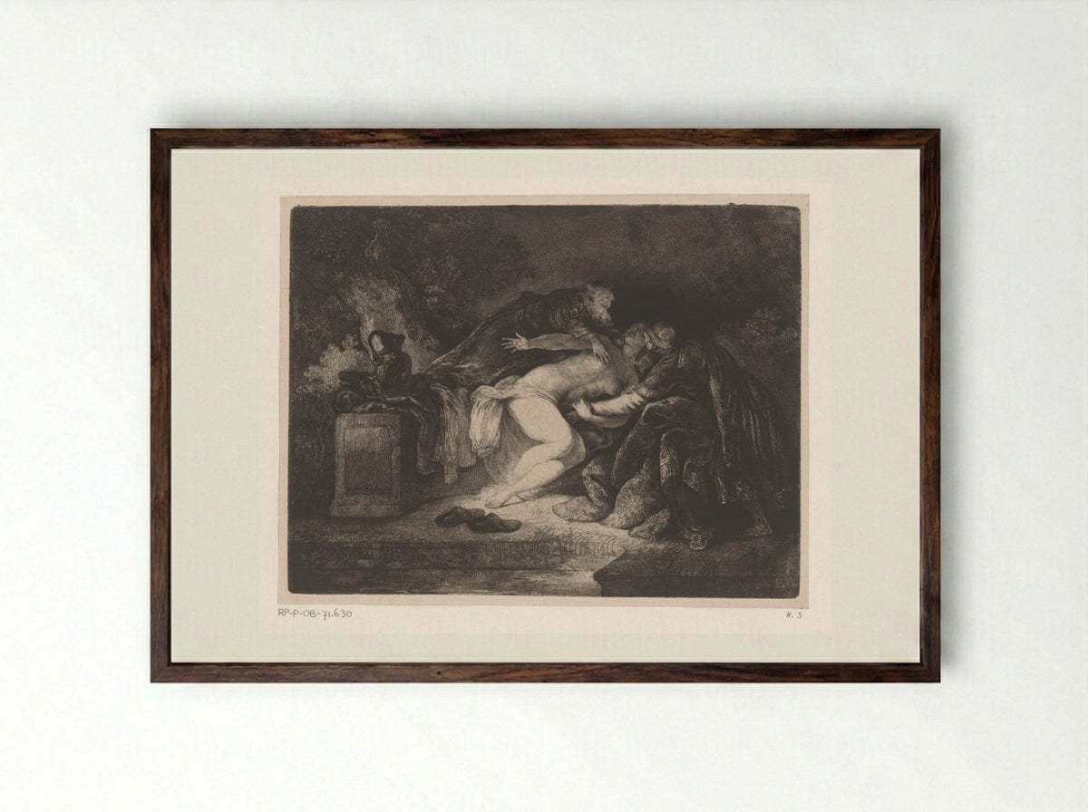 Susanna and the Elders - Rembrandt van Rijn - Framed Print Dark Wood