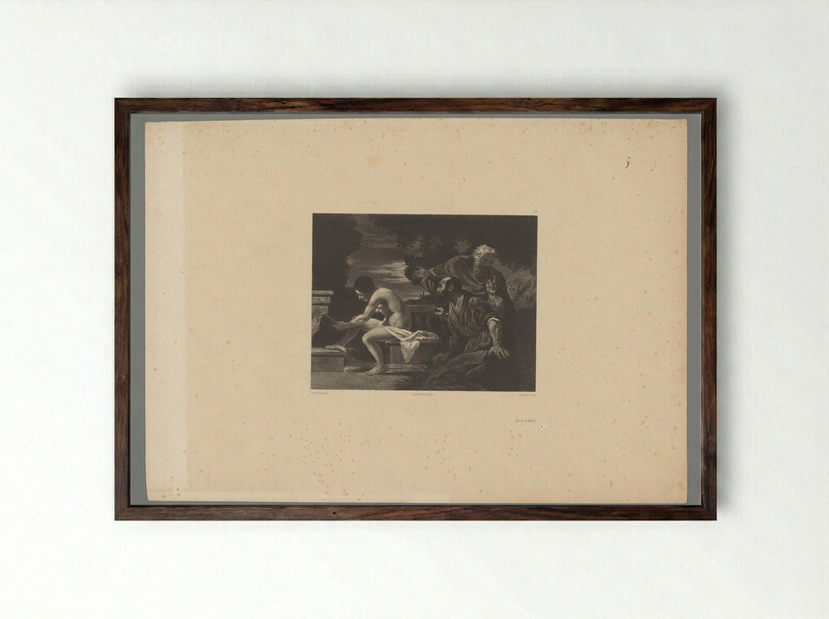 Susanna and the Elders - Giovanni Francesco Barbieri (Guercino) - Framed Print Dark Wood