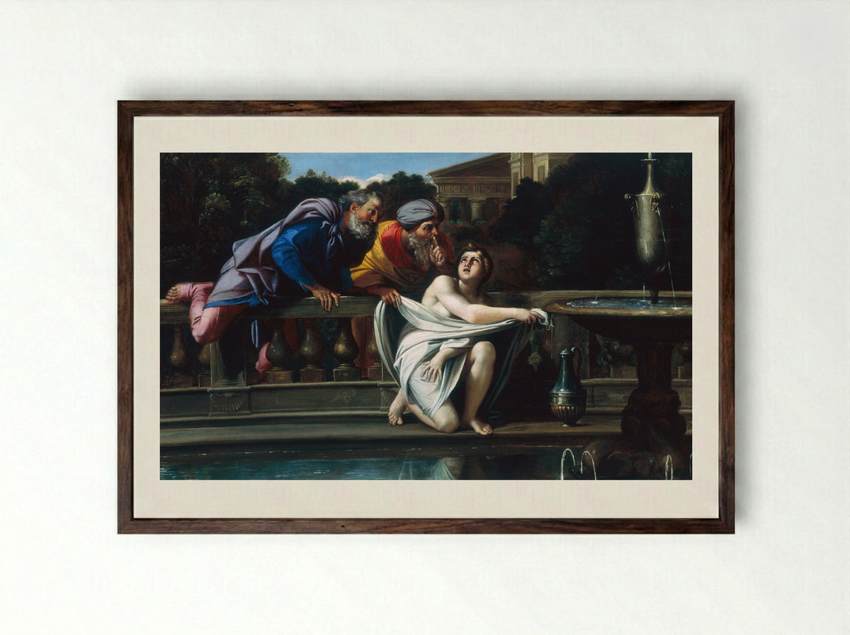 Susanna and the Elders - Domenichino - Framed Print Dark Wood