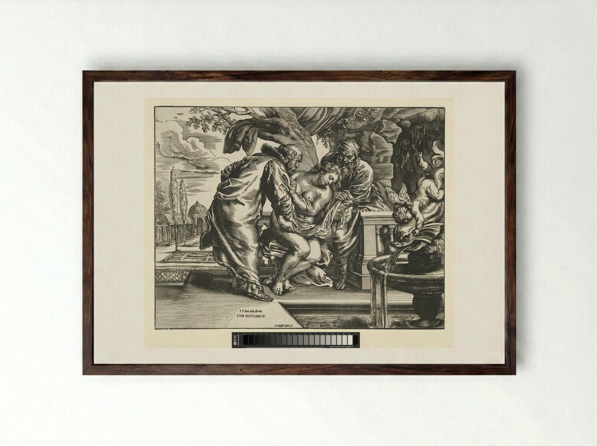 Susanna and the Elders - Christoffel Jegher - Framed Print Dark Wood