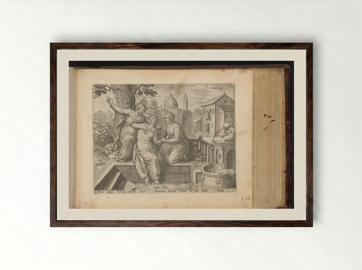 Susanna and the Elders - Fine Art Print - Framed Print Dark Wood