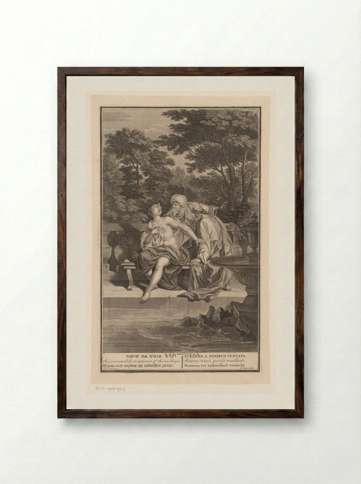 Susanna and the Elders - Bernard Picart - Framed Print Dark Wood