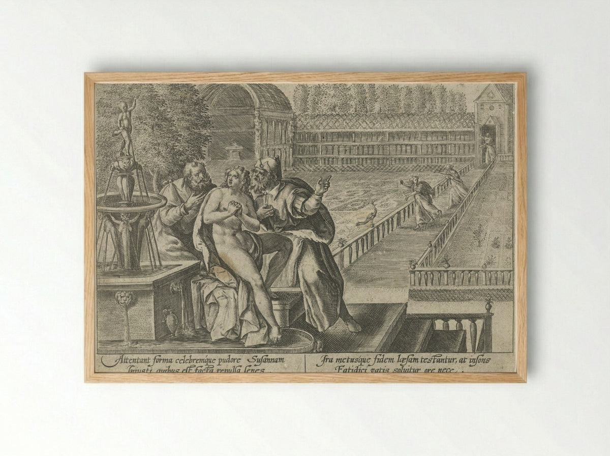Susanna and the Elders - Crispijn van de Passe the Elder - Framed Print Wood