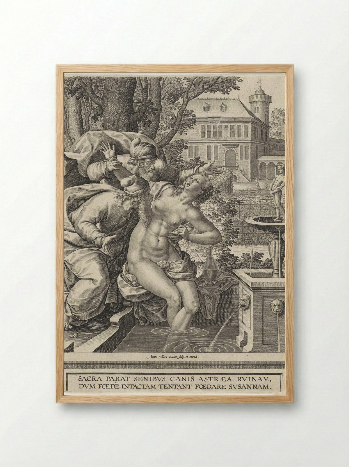 Susanna and the Elders - Anton Wierix II - Framed Print Wood