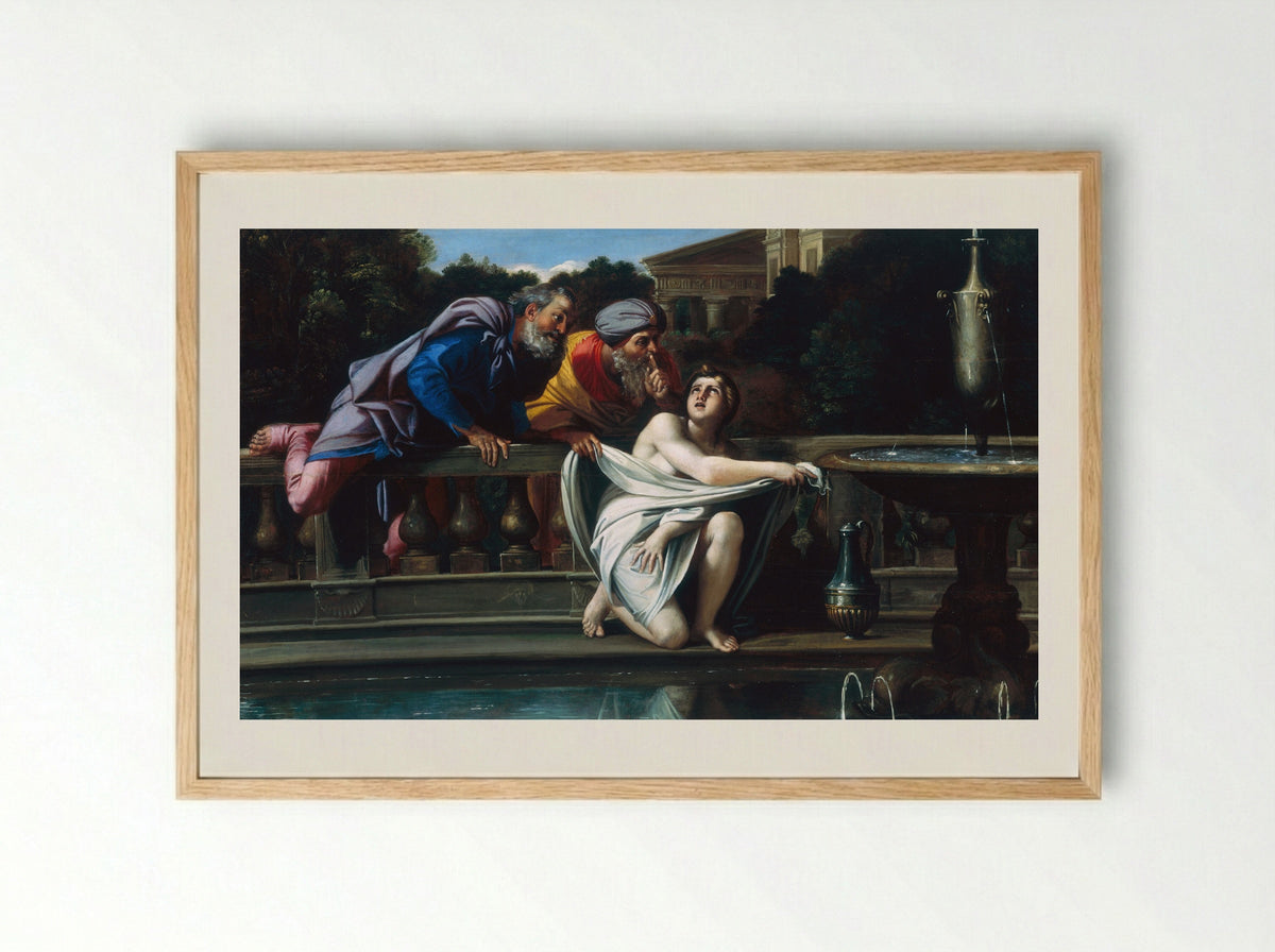 Susanna and the Elders - Domenichino - Framed Print Wood