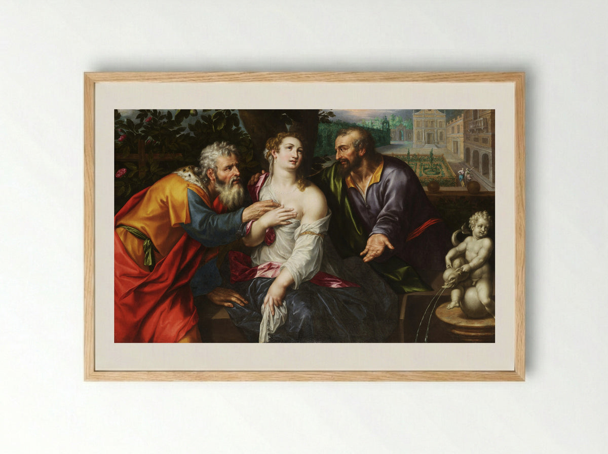 Susanna and the Elders - Hendrik de Clerck - Framed Print Wood