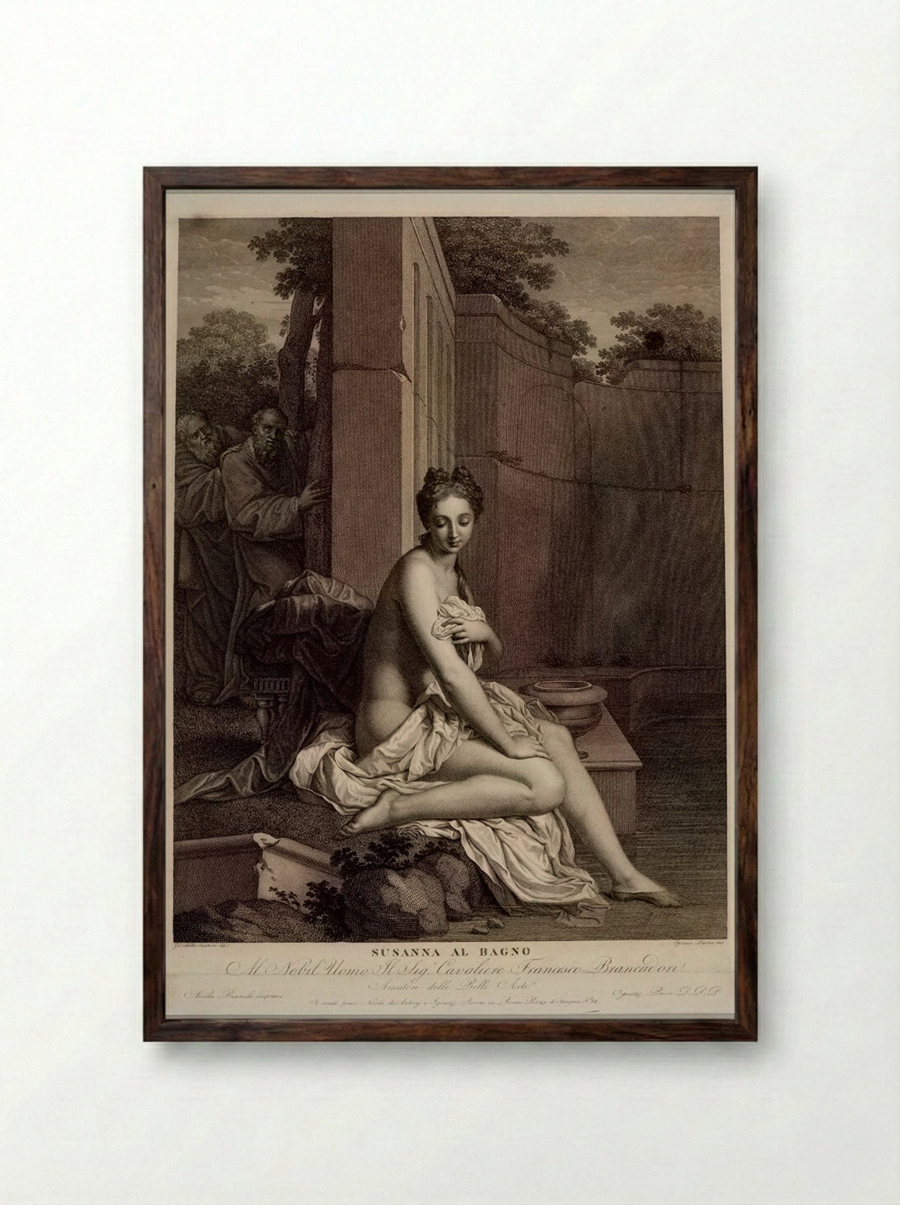 Susanna at Her Bath - Ignazio Pavon - Framed Print Dark Wood