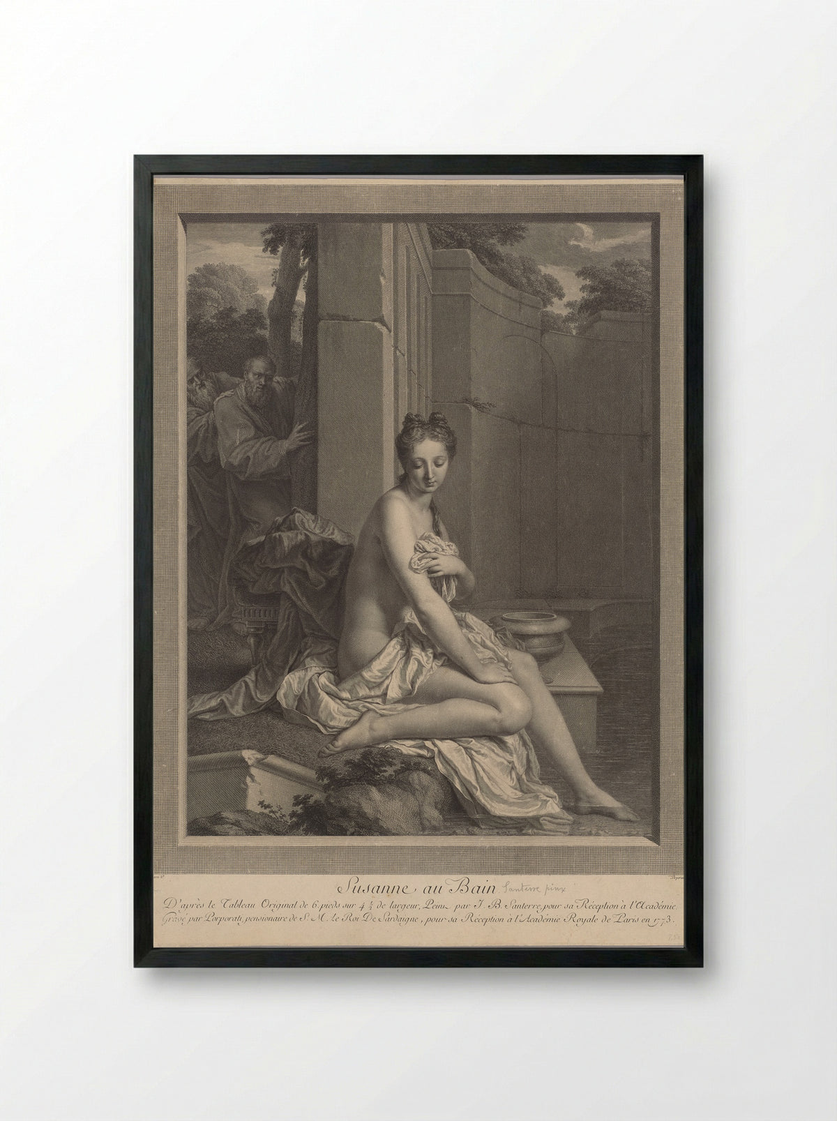 Susanna at her Bath - Carlo Antonio Porporati - Framed Print Black