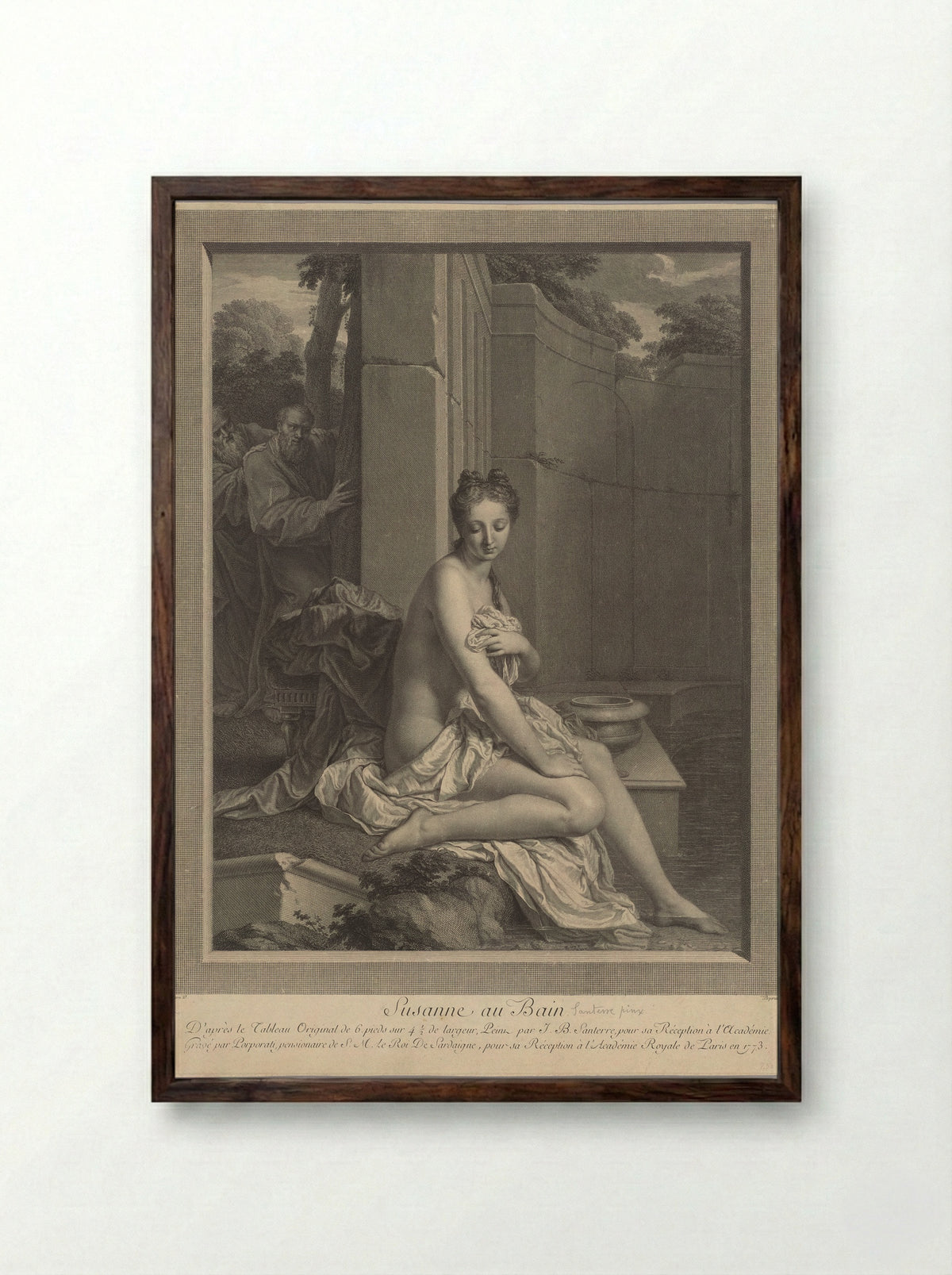 Susanna at her Bath - Carlo Antonio Porporati - Framed Print Dark Wood