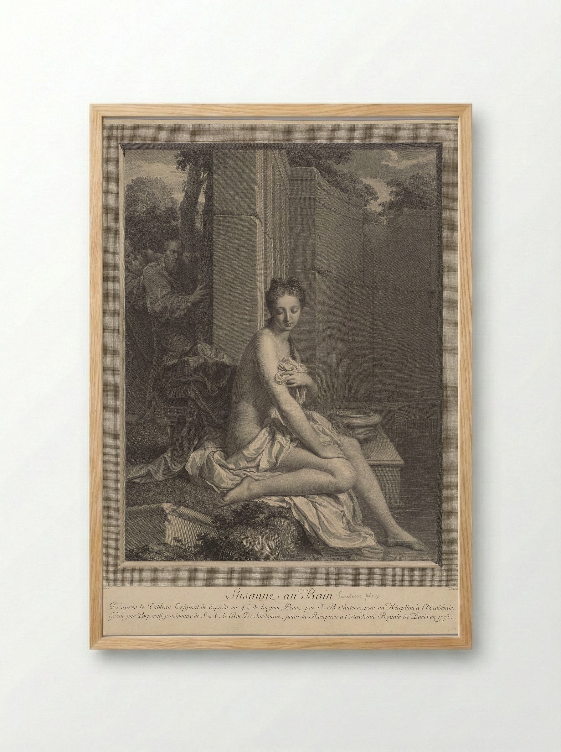 Susanna at her Bath - Carlo Antonio Porporati - Framed Print Wood