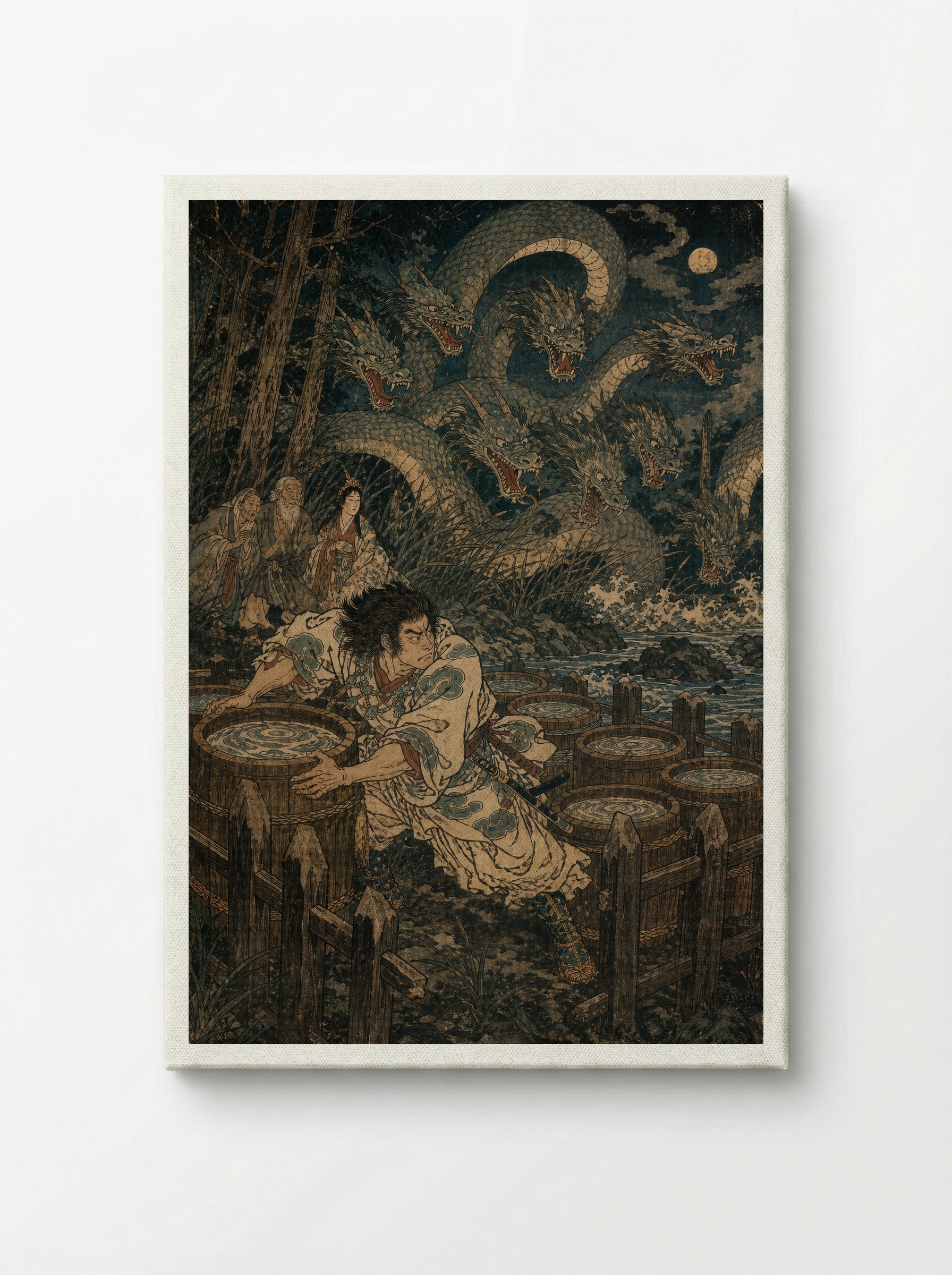 Susanoo and Yamata no Orochi: The eight vats are prepared - Canvas