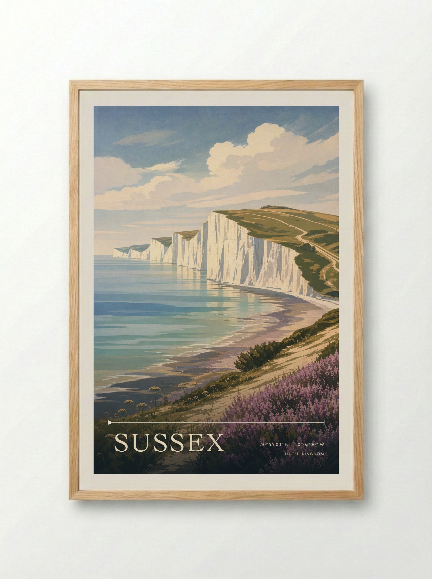 Sussex United Kingdom Travel Poster - Framed Print Wood