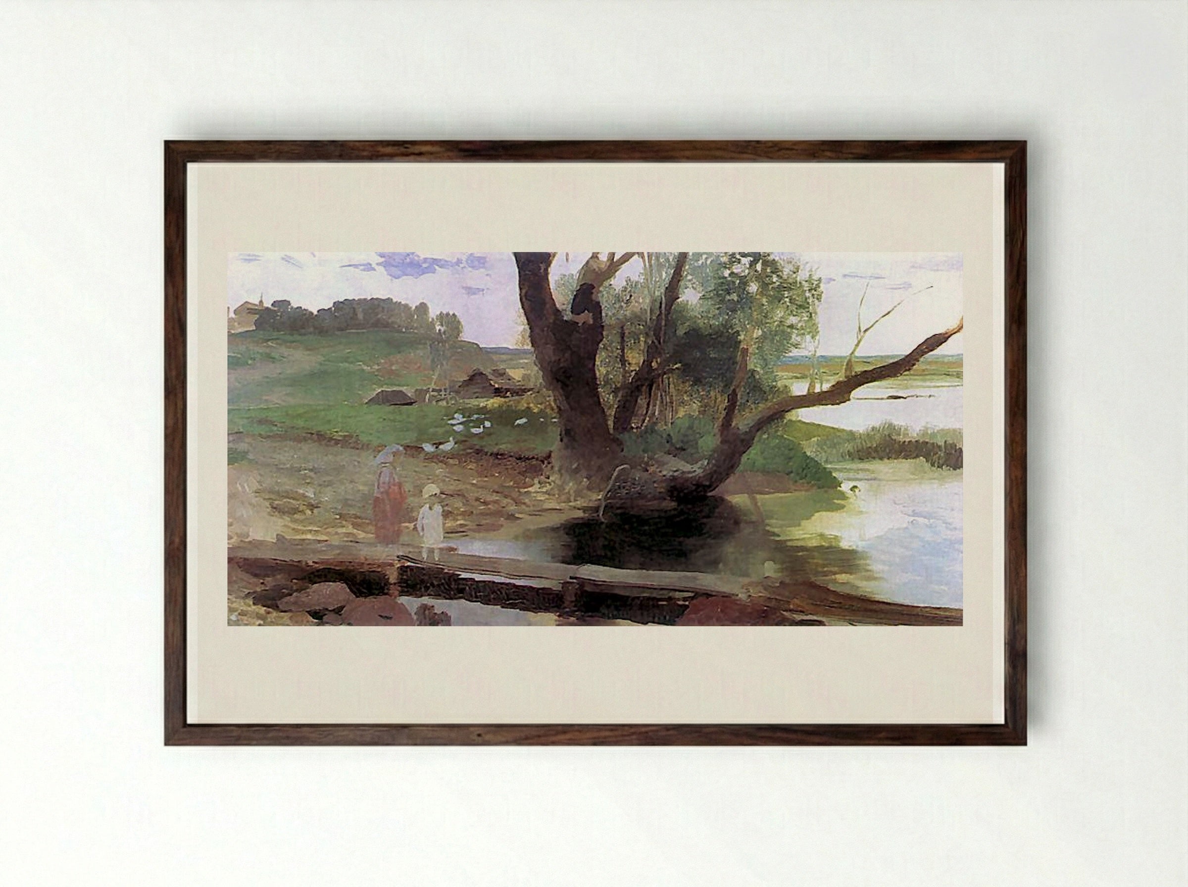 Svislach Landscape - Henryk Siemiradzki - Framed Print Dark Wood