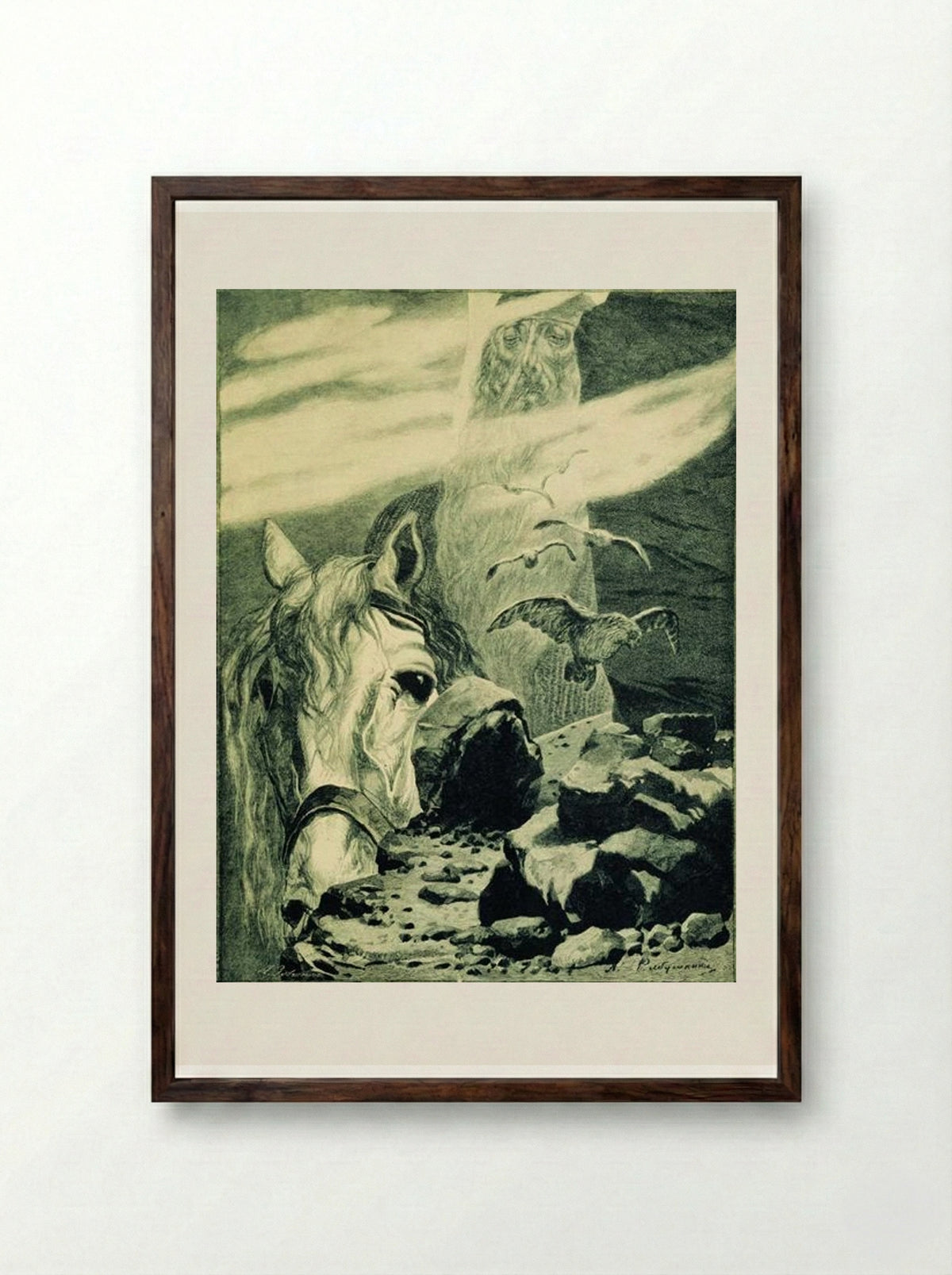 Svyatogor - Andrei Ryabushkin - Framed Print Dark Wood