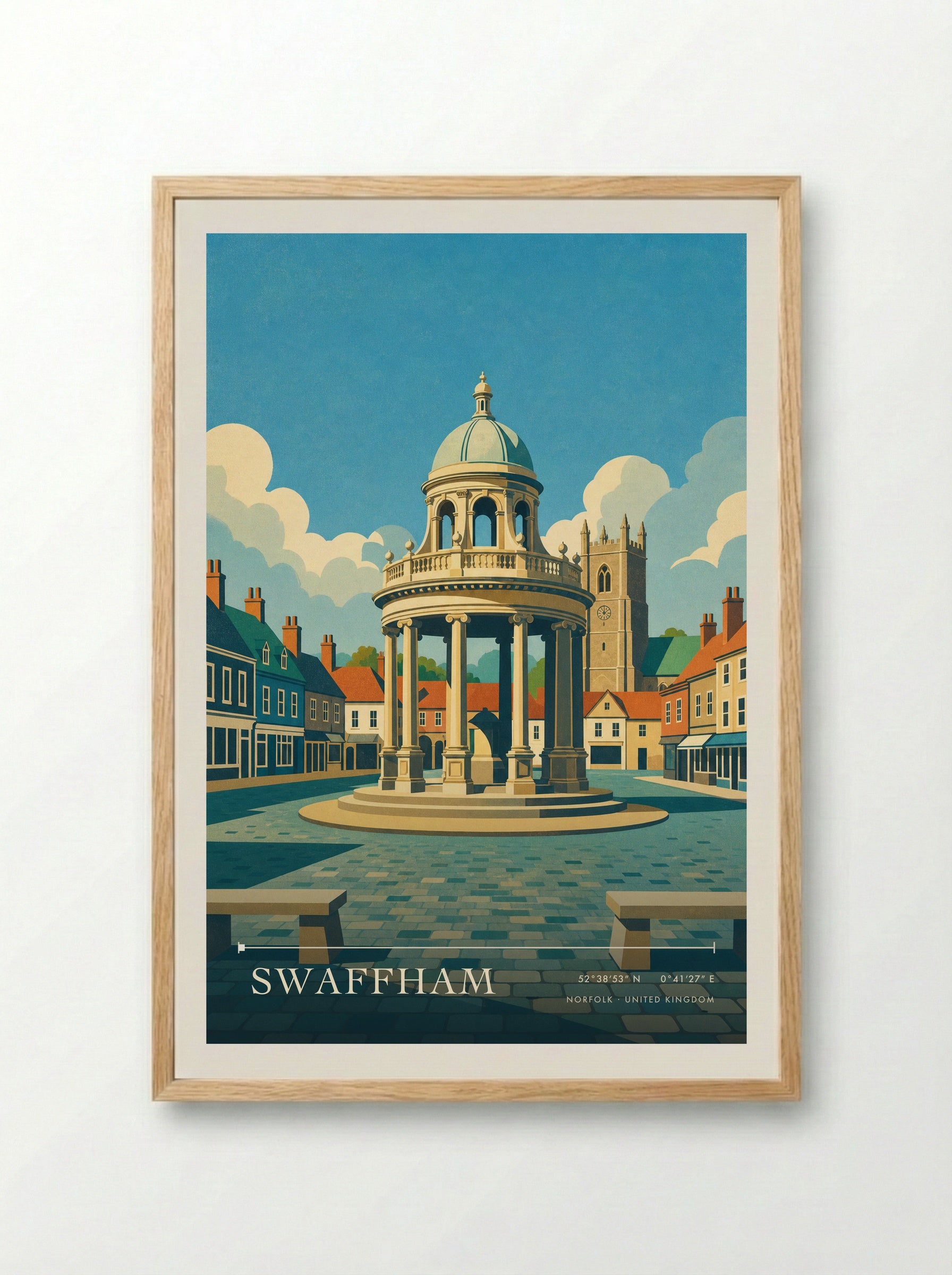 Swaffham Norfolk United Kingdom Travel Poster - Framed Print Wood